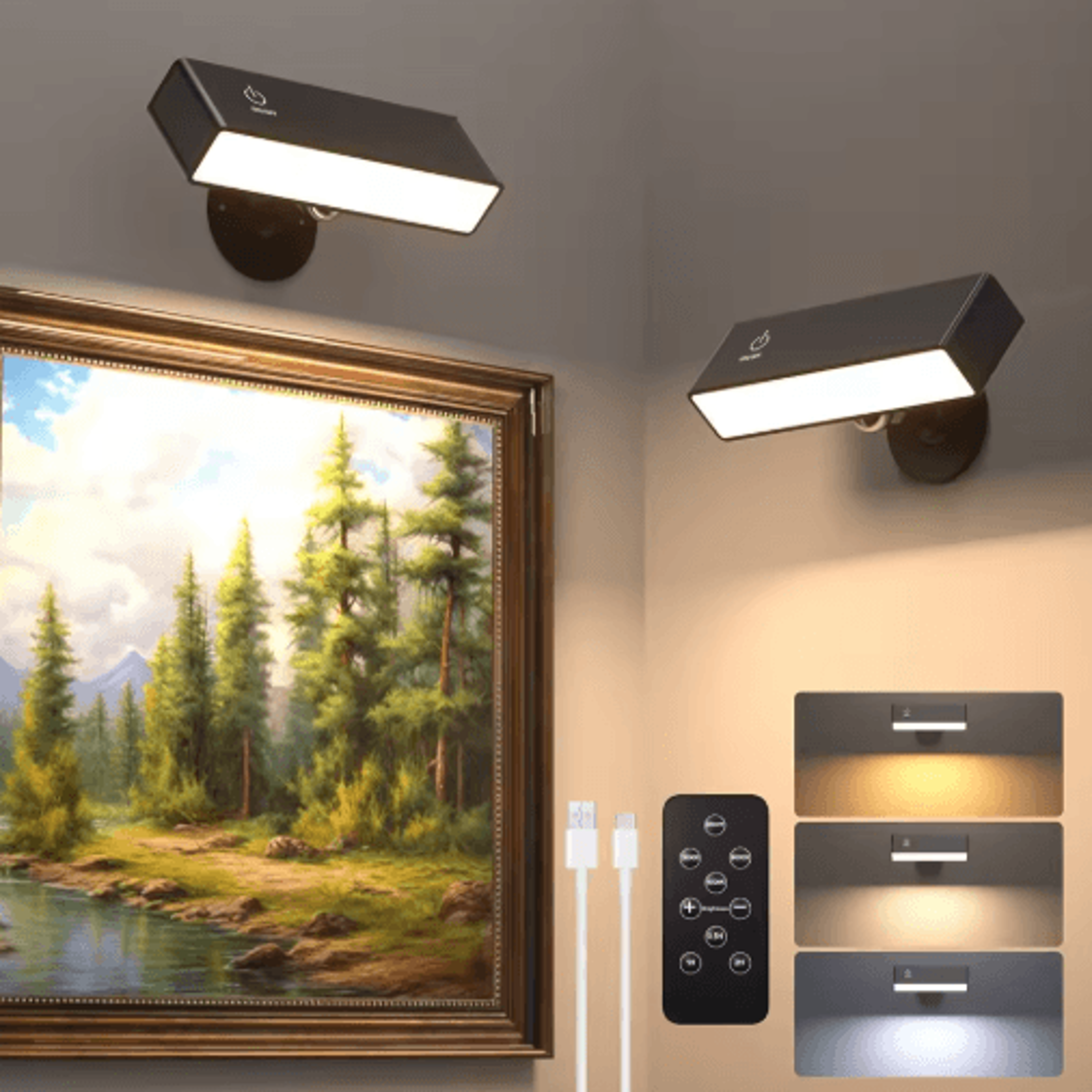 rechargeable rotatable led wall sconce – 3-color bedside reading & mirror light with remote control