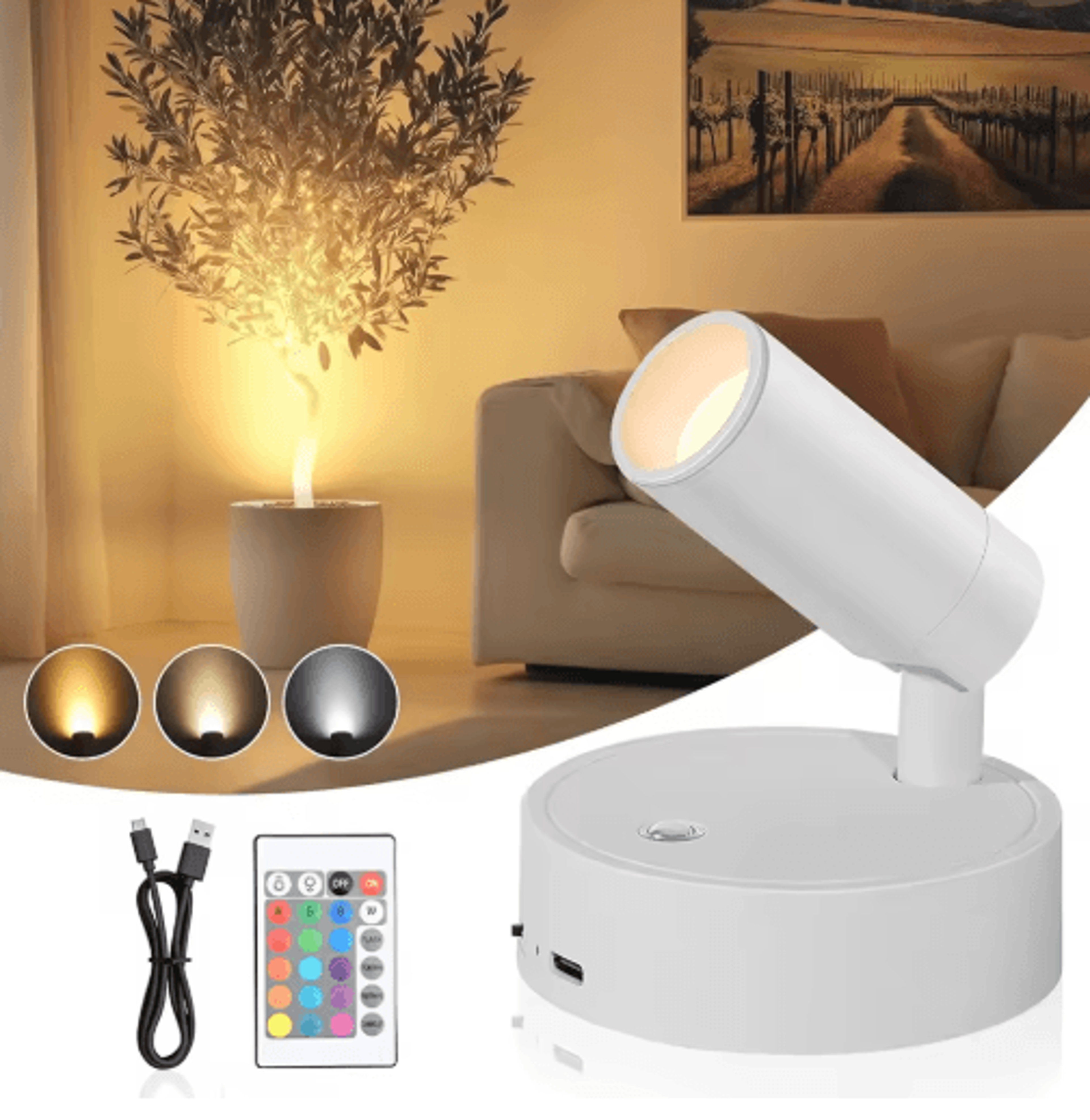 rgb magnetic led wall light – usb rechargeable touch dimmable bedside reading spotlight