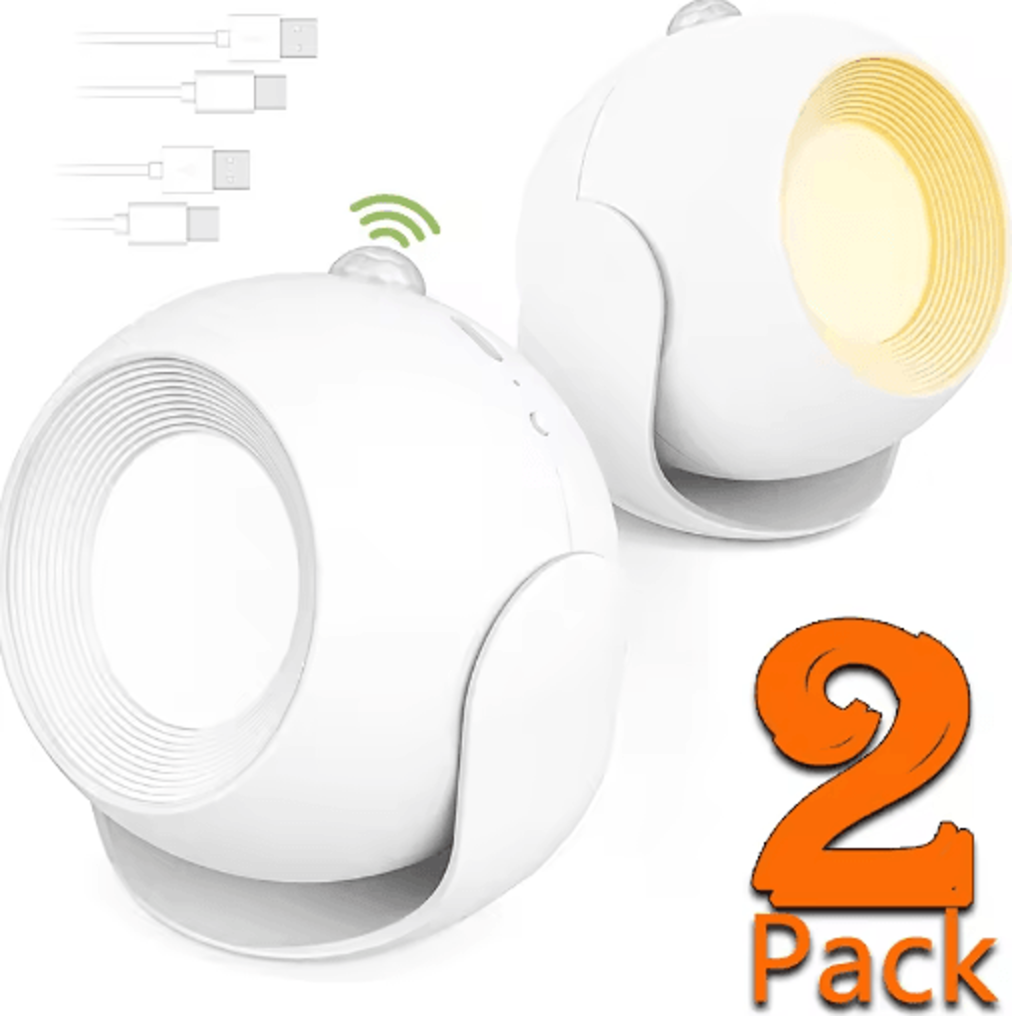 rechargeable motion sensor led wall lamp – 360° rotatable touch-control wireless reading light