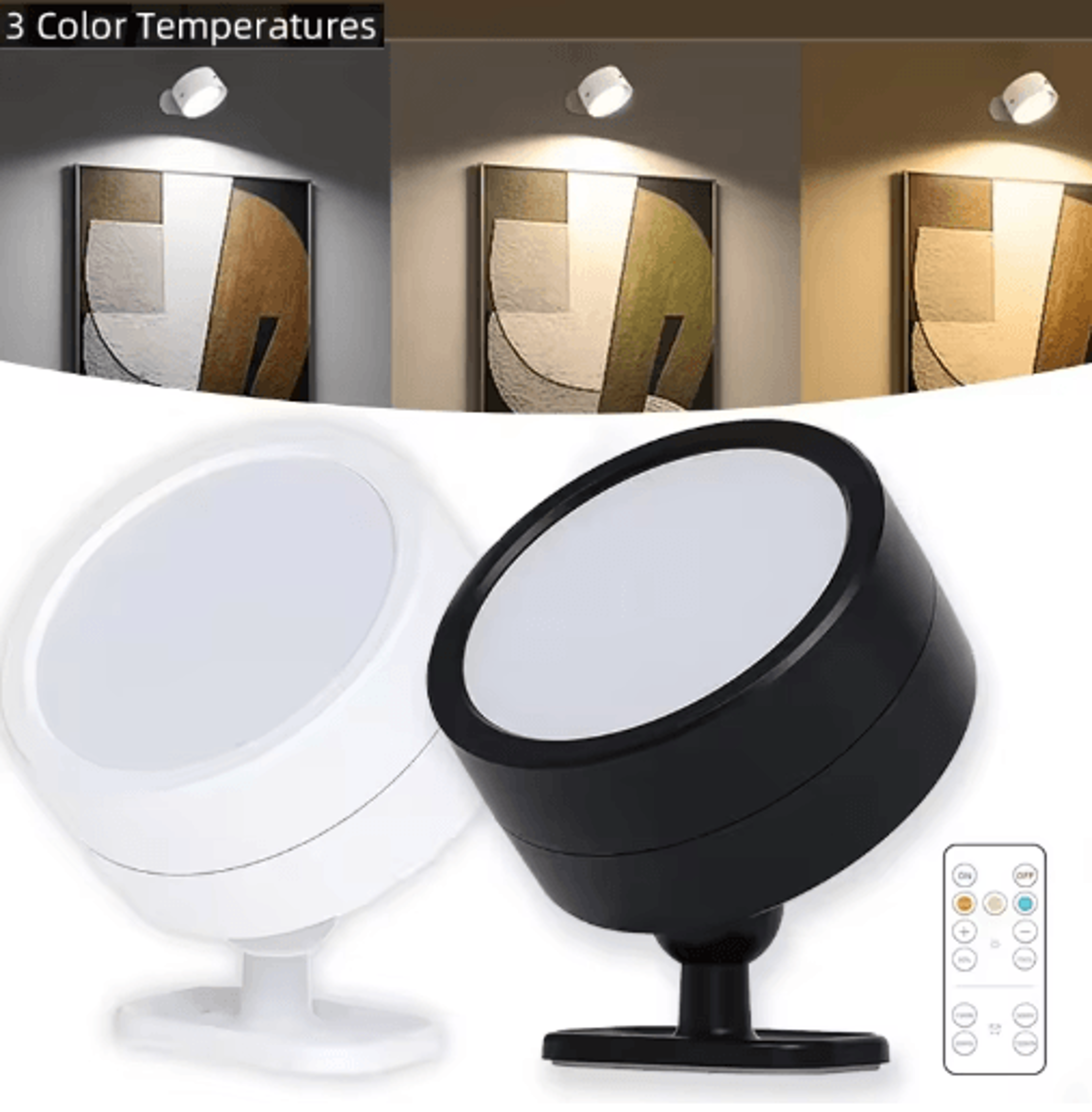 360° rotating magnetic led wall lamp – rechargeable dimmable cordless reading light with remote