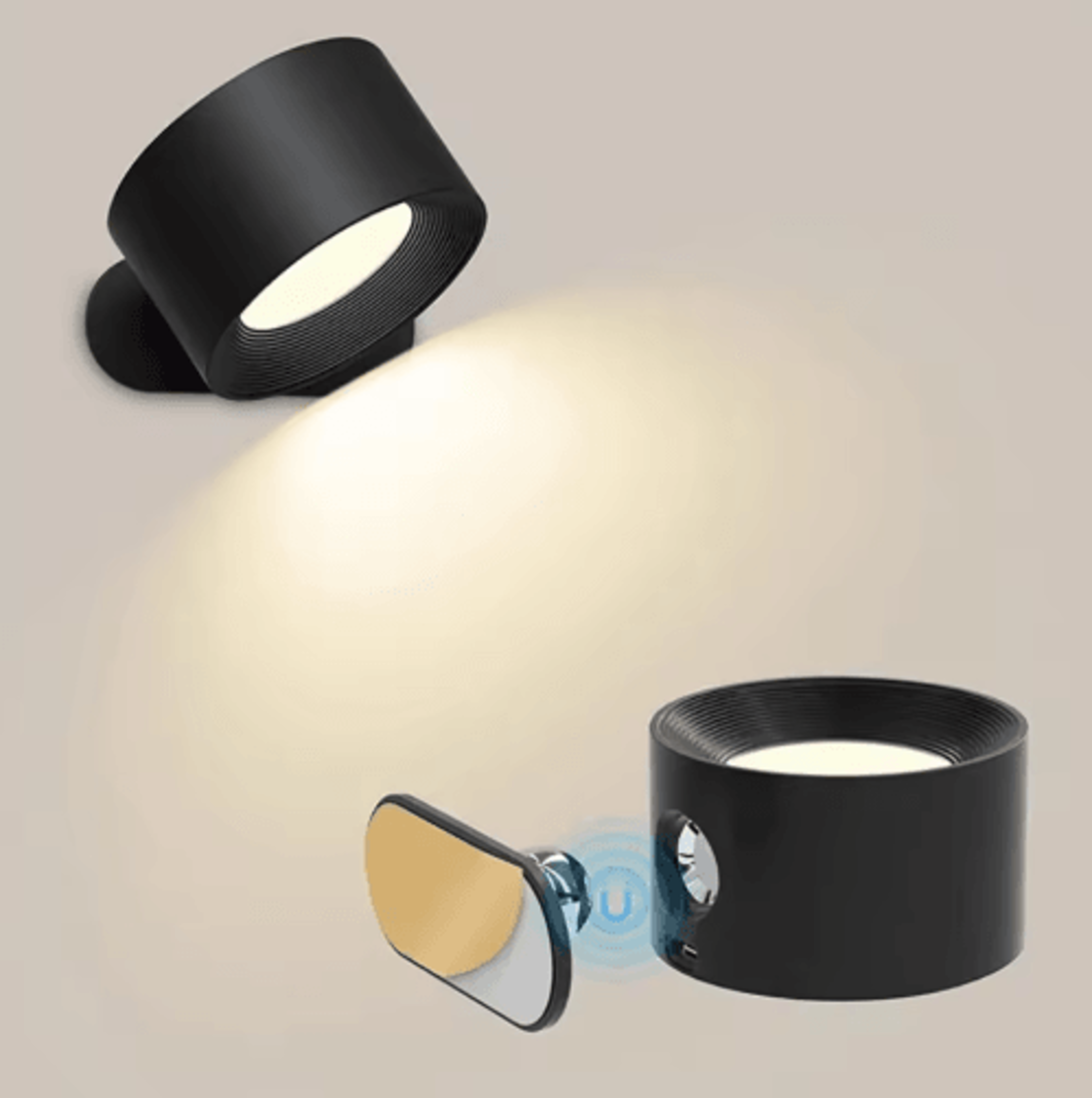 360° rotating magnetic led wall lamp – usb rechargeable touch control reading light