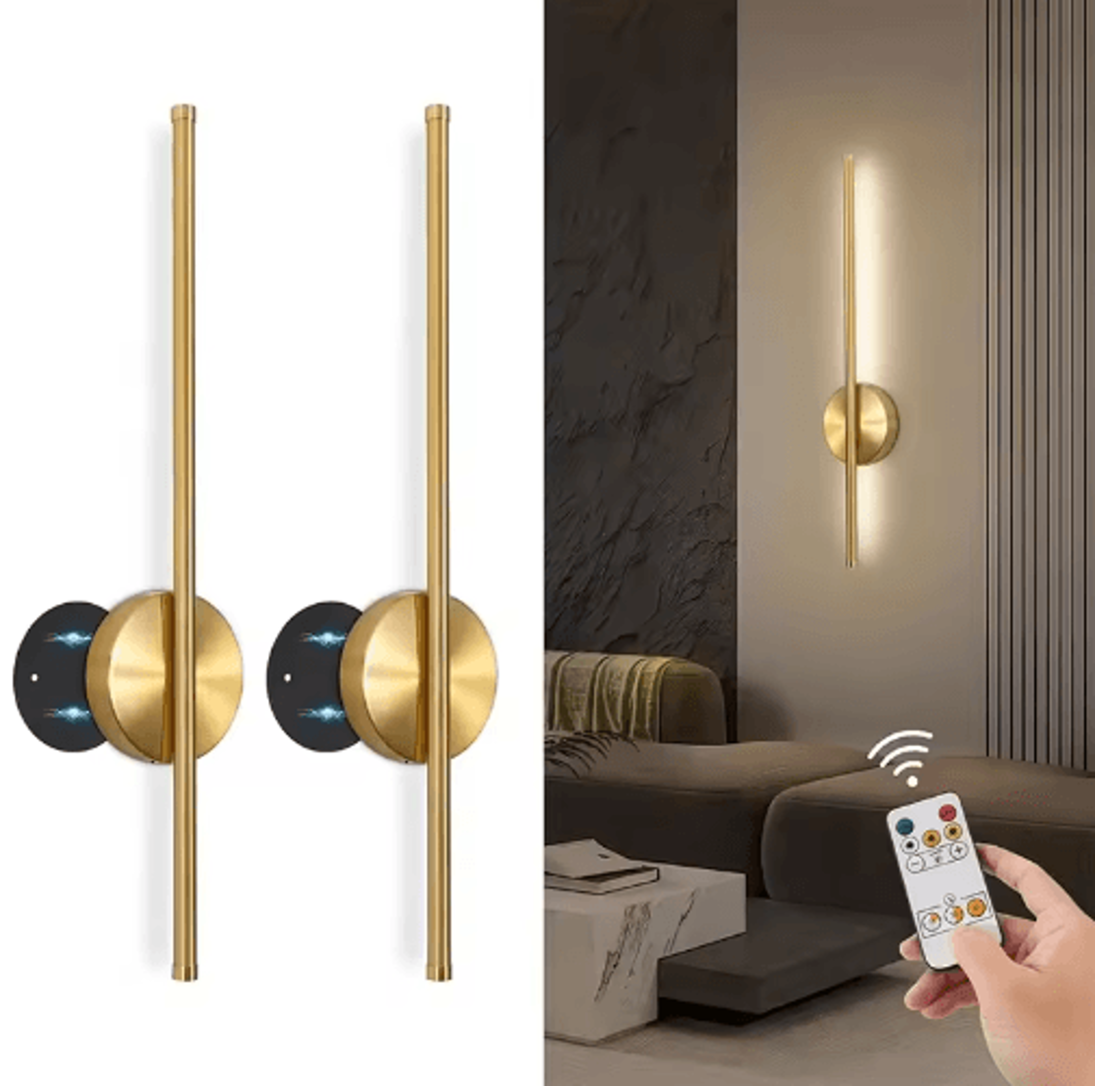 nordic rechargeable led wall lamp – 360° adjustable wireless light with remote & touch control