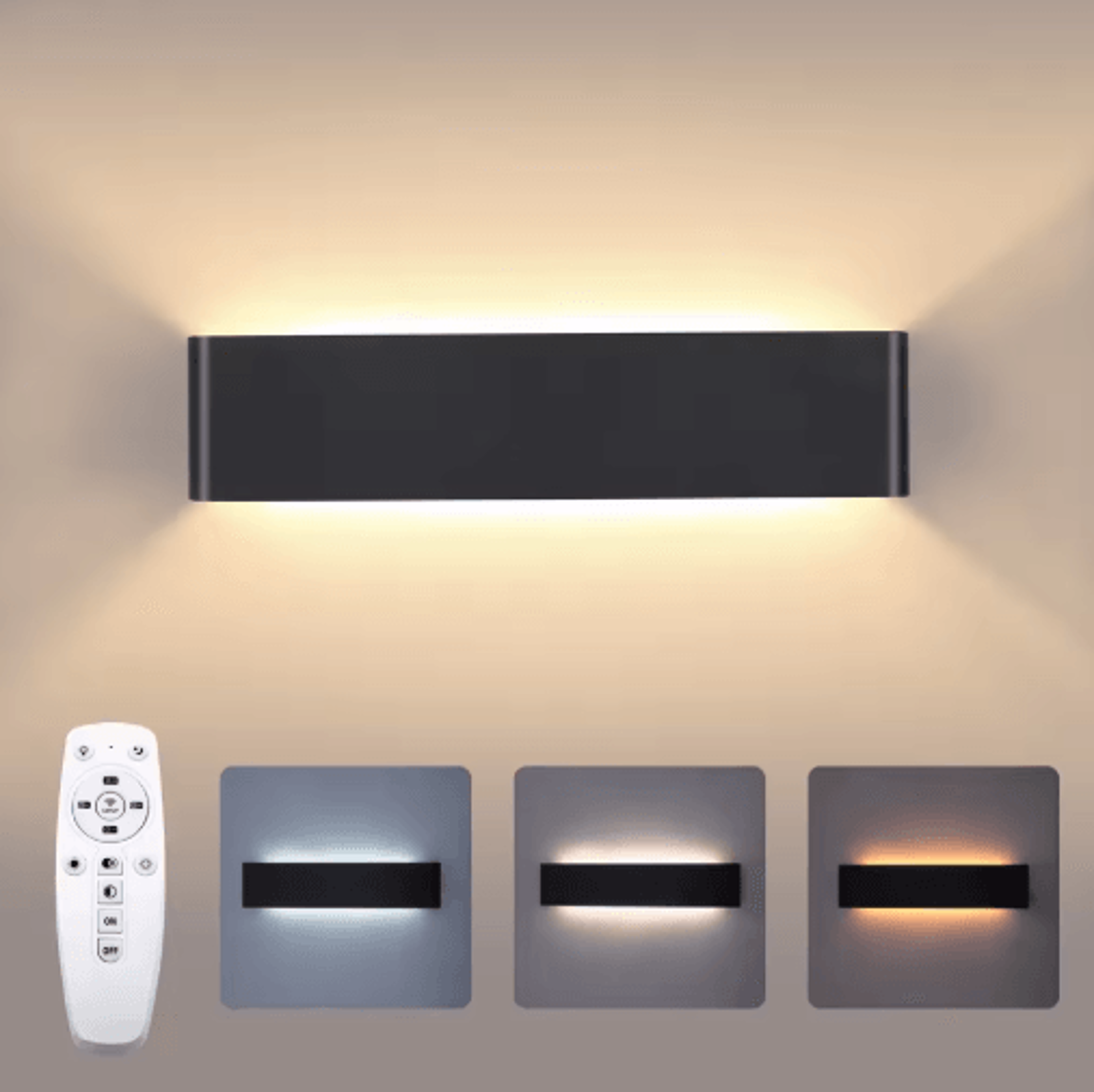 16w modern led wall lamp – 2.4g remote control dimmable indoor wall light 110v-260v