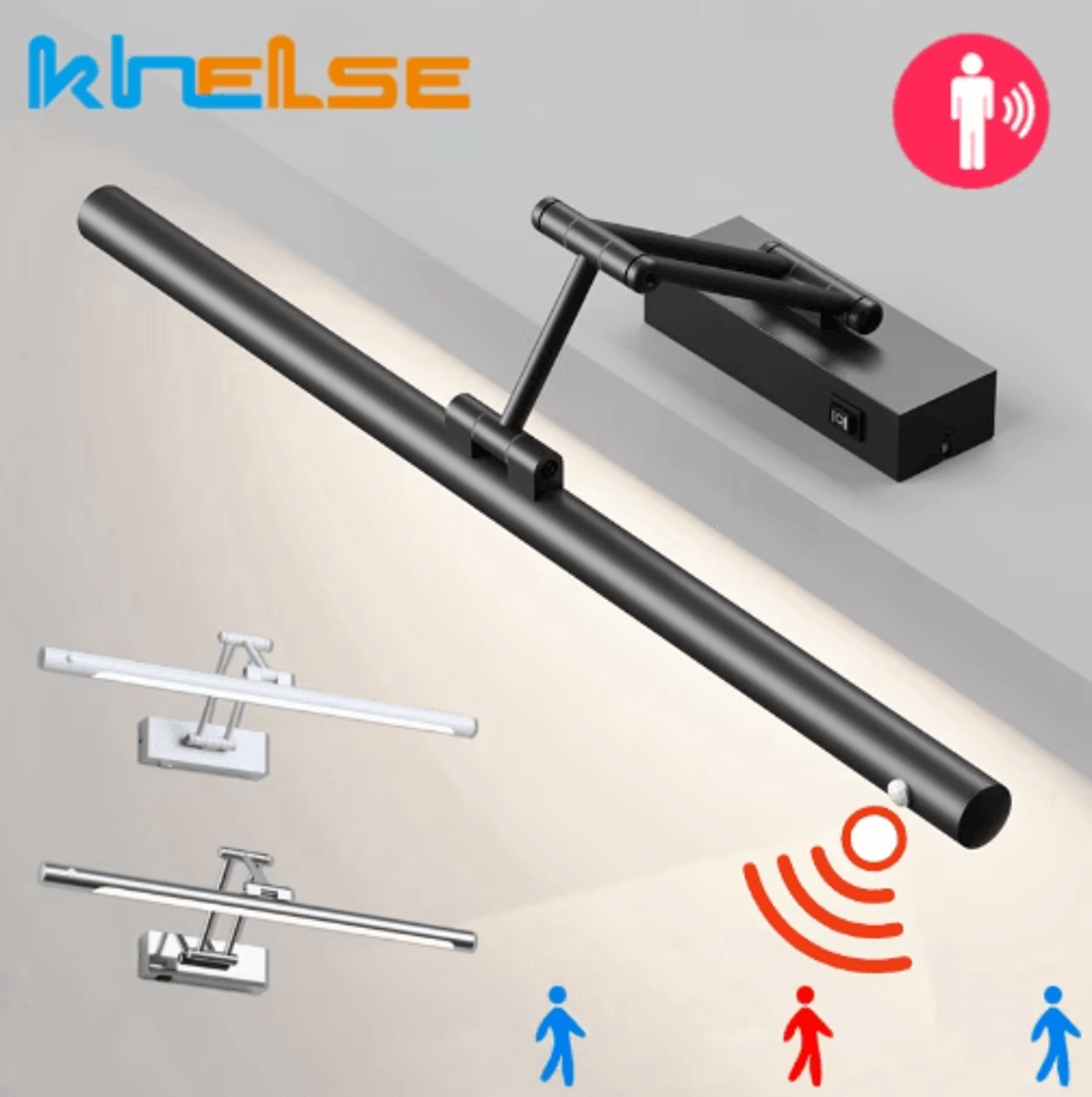 motion sensor led mirror wall lamp – adjustable telescopic arm vanity & picture light