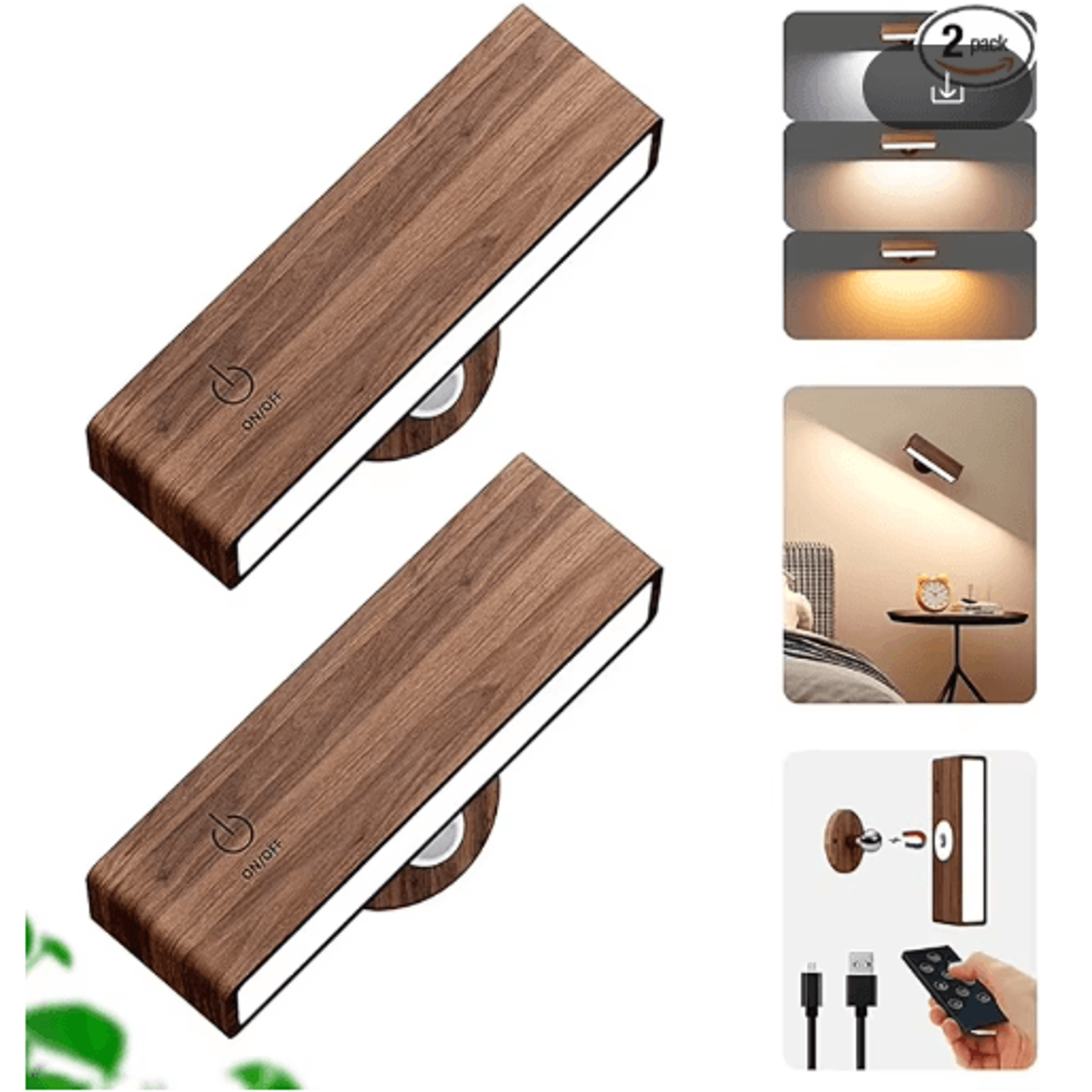 wireless battery operated led wall light – 3-color dimmable bedroom sconce with remote control