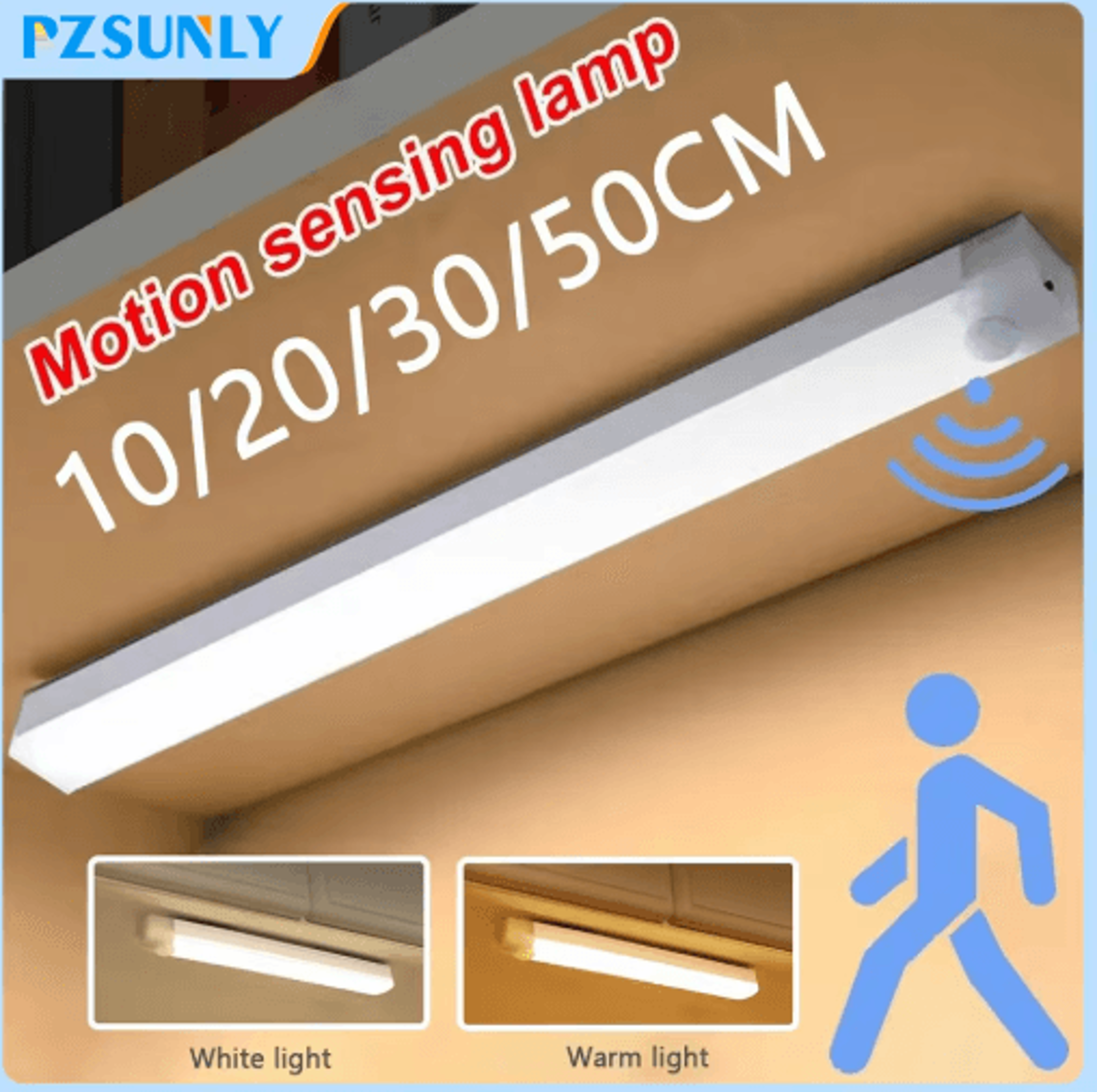 type-c rechargeable led motion sensor light – wireless under cabinet, closet & stair night lamp
