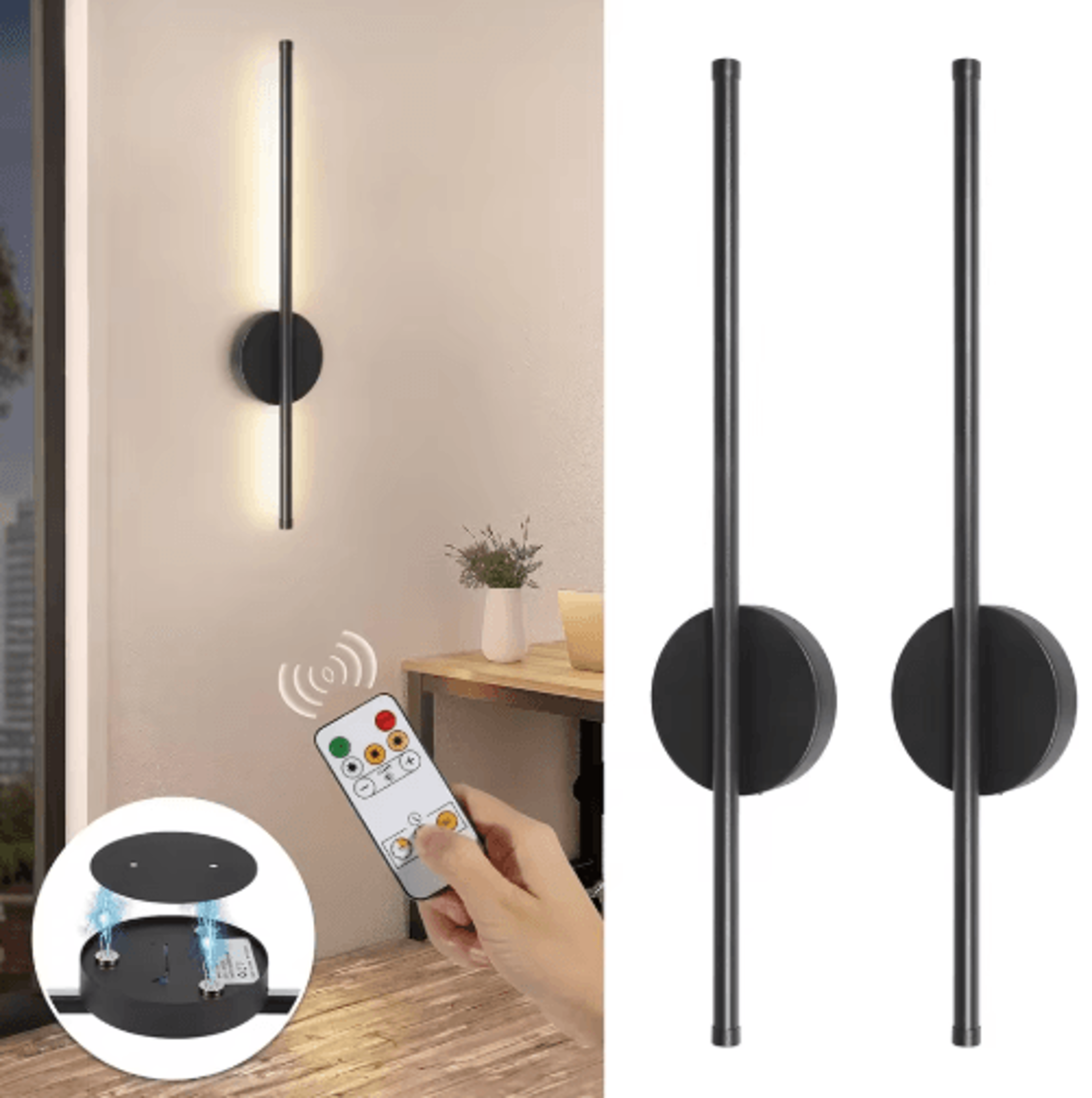 rechargeable led wall sconce – 360° rotating wireless picture light with remote & dimming
