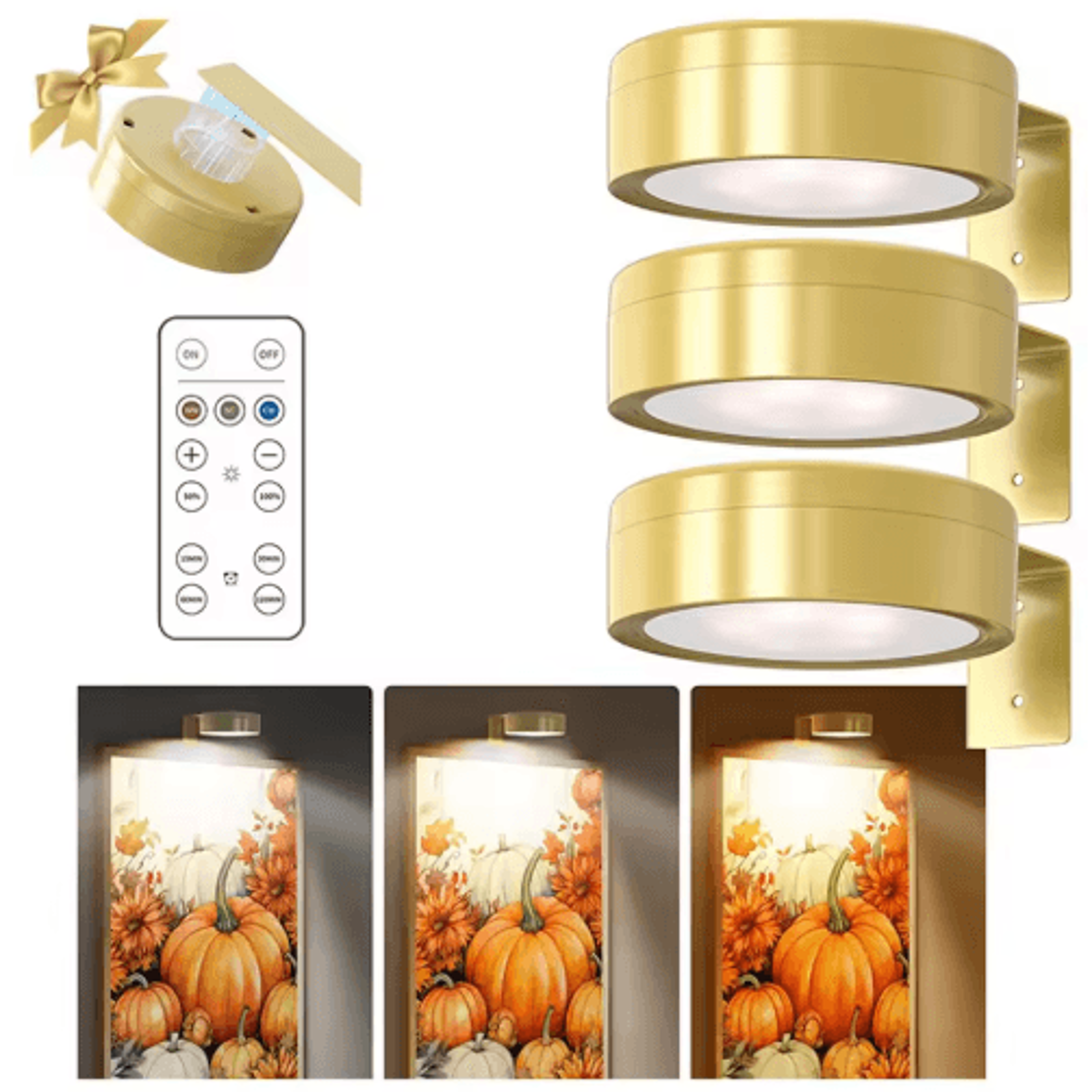 3-color wireless led picture light – dimmable battery-powered wall spotlight for paintings & photos
