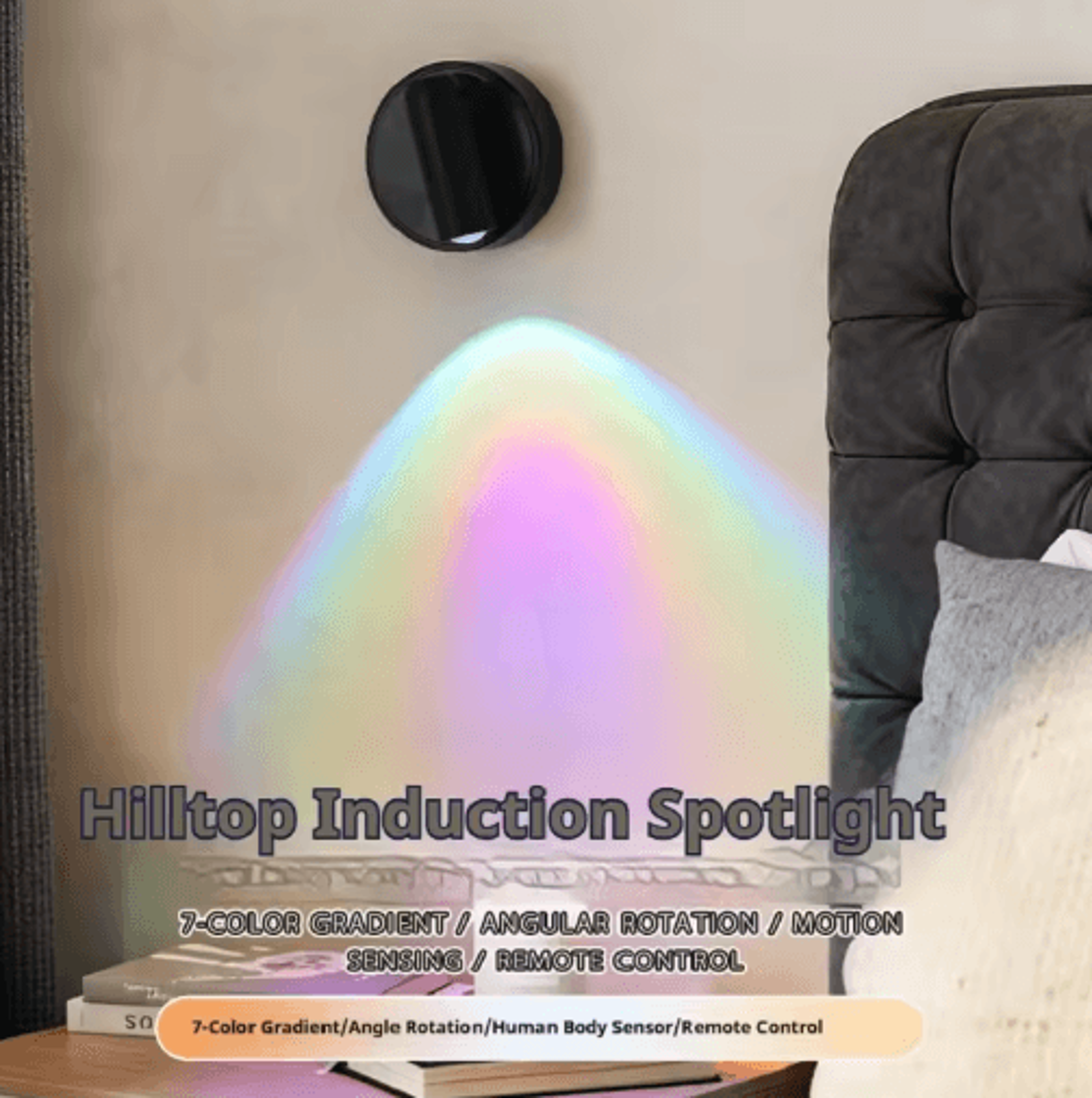 magnetic rechargeable led wall spotlight – touch control cordless bedside reading sconce