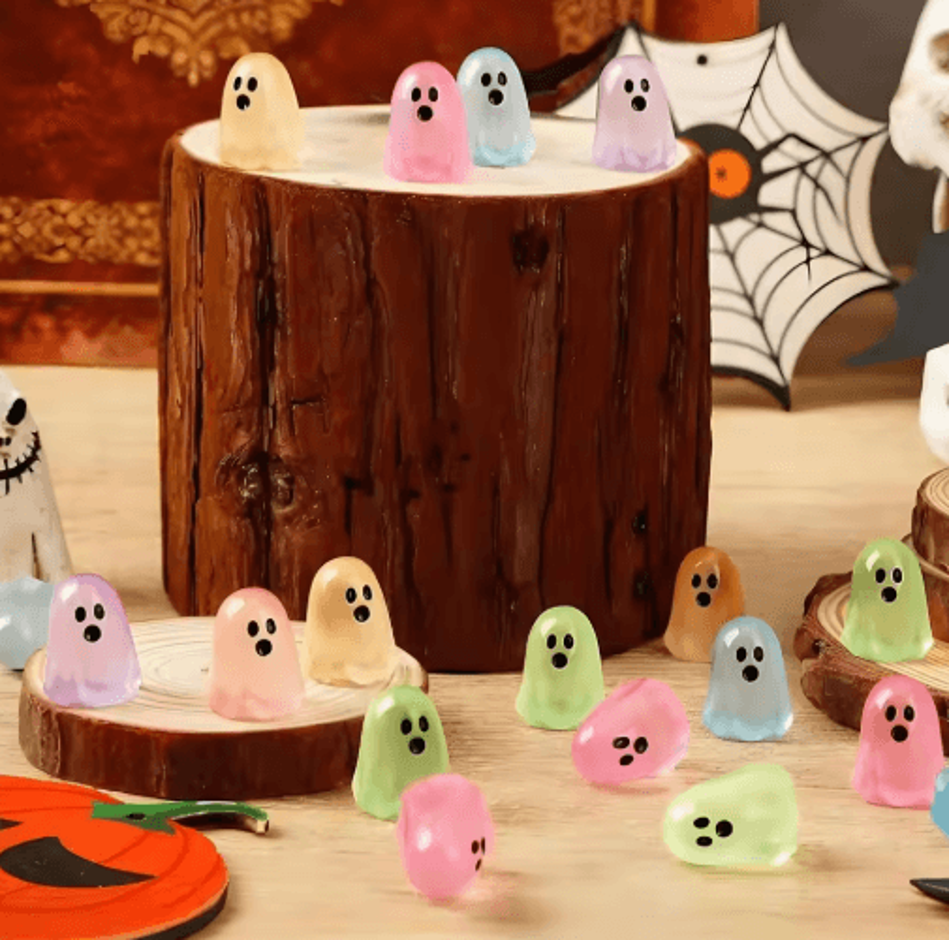 5/10-piece glow-in-the-dark mini ghost figures – luminous halloween miniatures for spooky decor