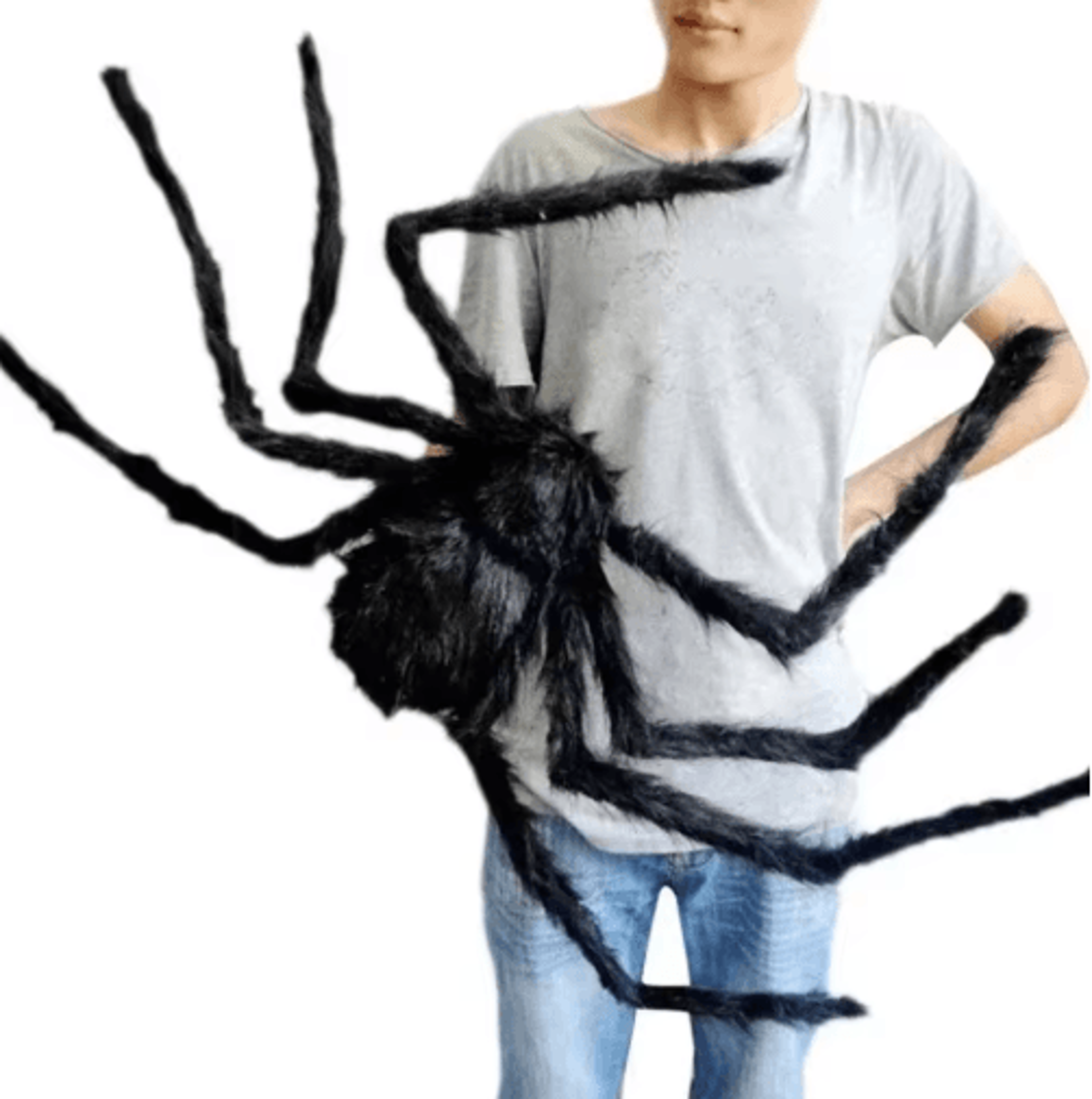 giant halloween plush spider – 30–200cm black horror party prop for indoor & outdoor decor