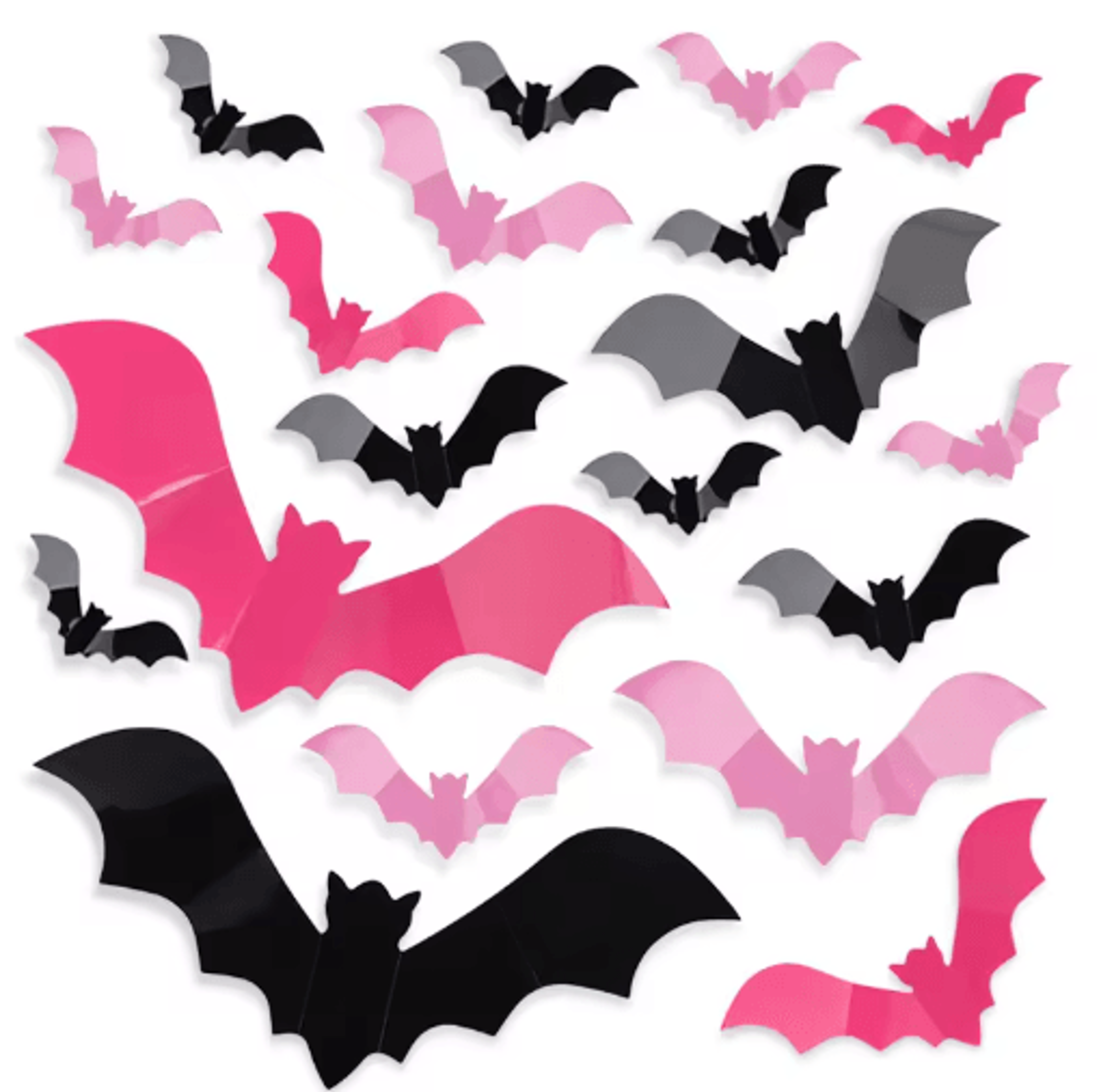 24/48-piece pink 3d halloween bat stickers – spooky wall & window decals for party decor