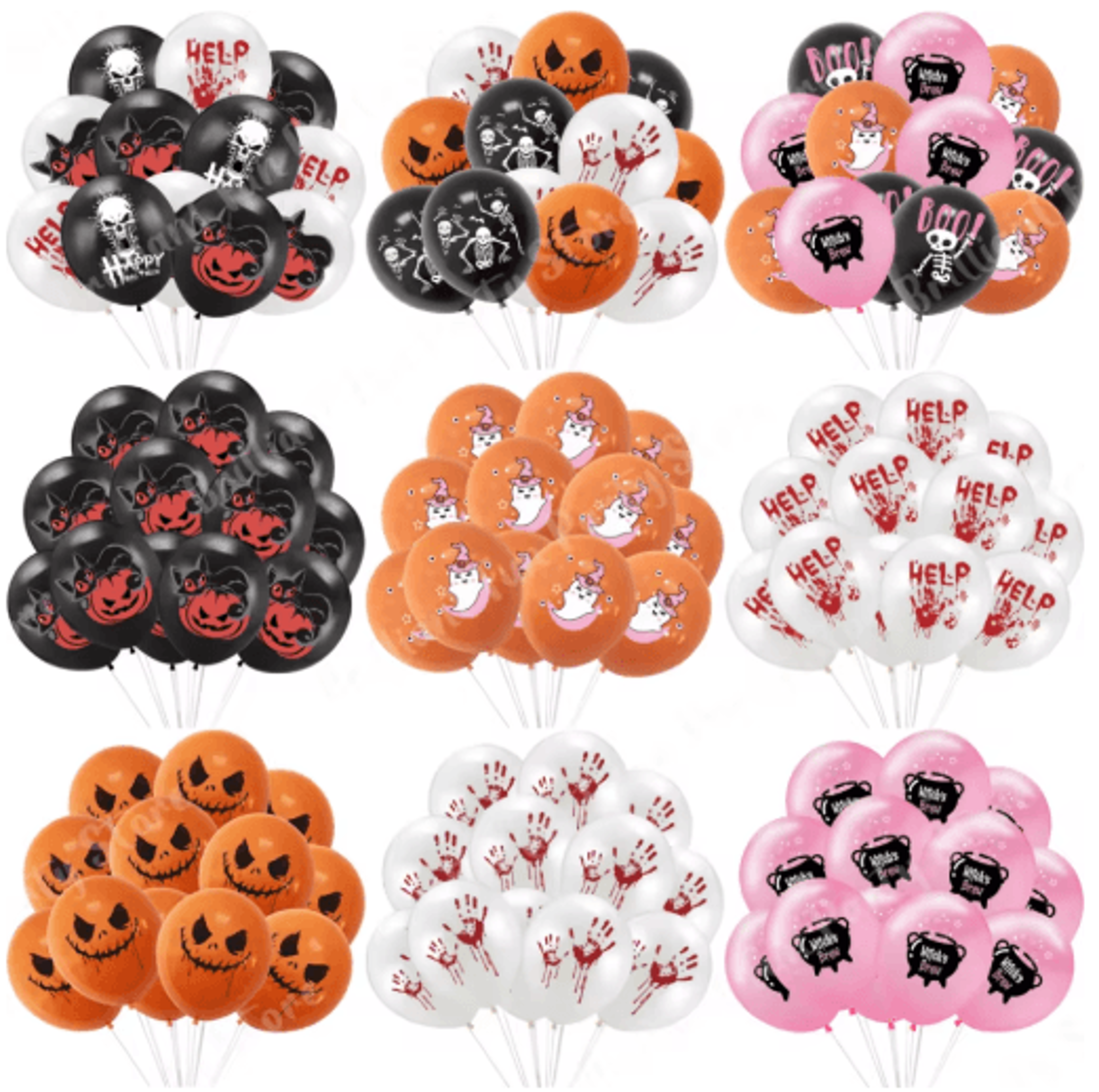 12-inch halloween latex balloons – black, orange, white & pink party decorations