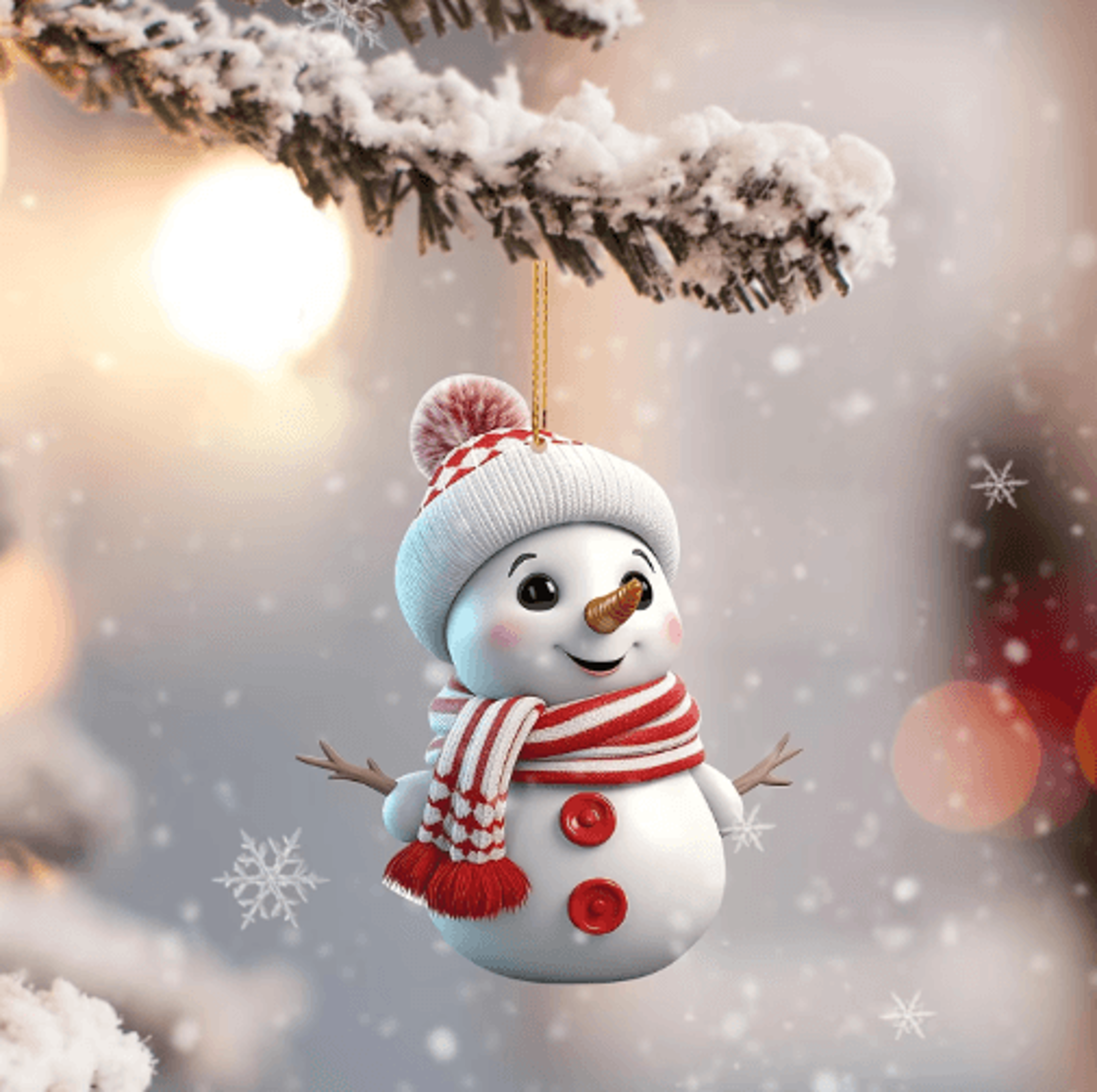 5-piece acrylic snowman ornaments – 2d christmas tree hanging decorations for holiday & seasonal decor