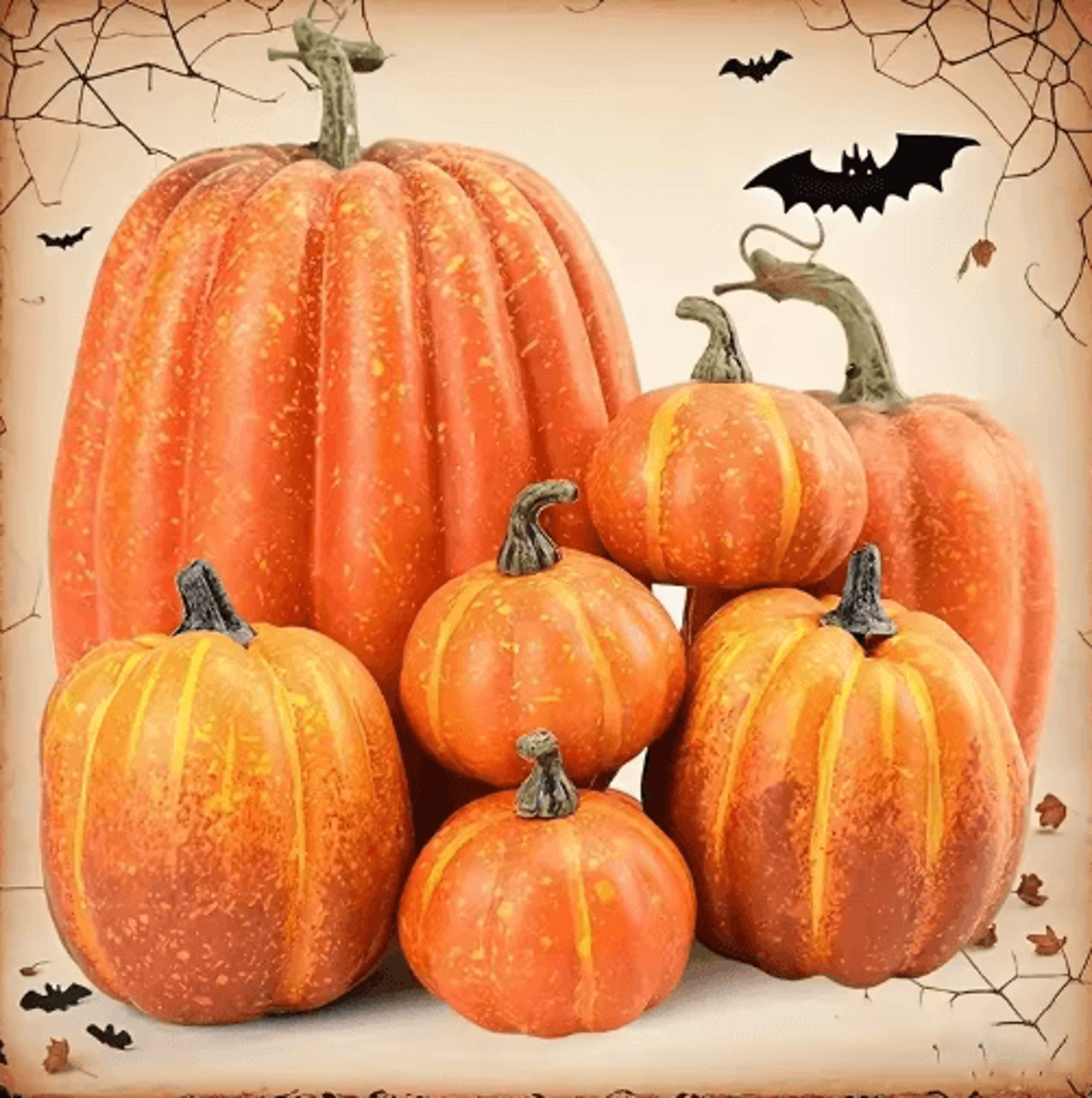 7-piece artificial orange pumpkin set – foam fall decorations for halloween, harvest & autumn decor
