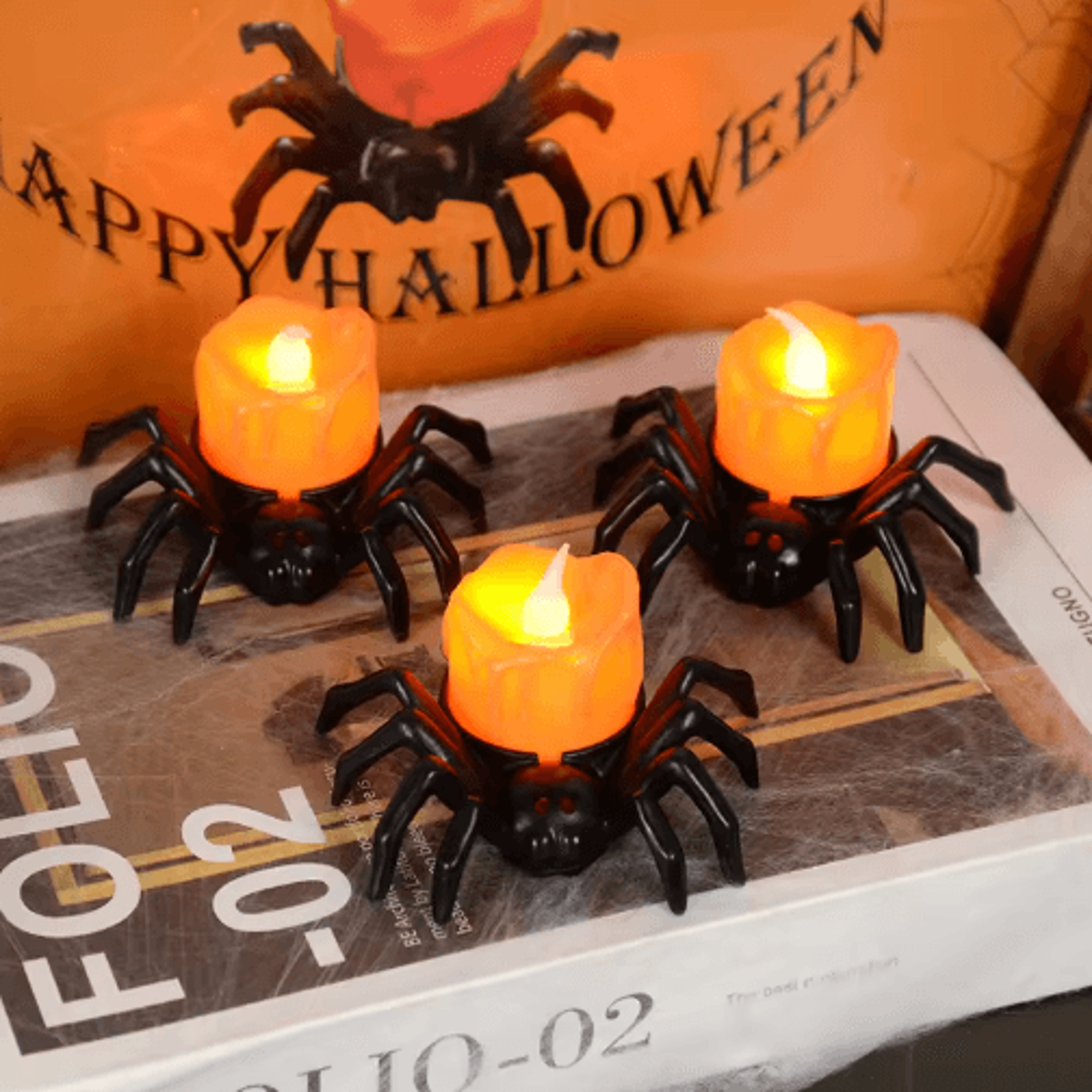 led halloween candle light – spider pumpkin lamp for haunted house, home & party decor