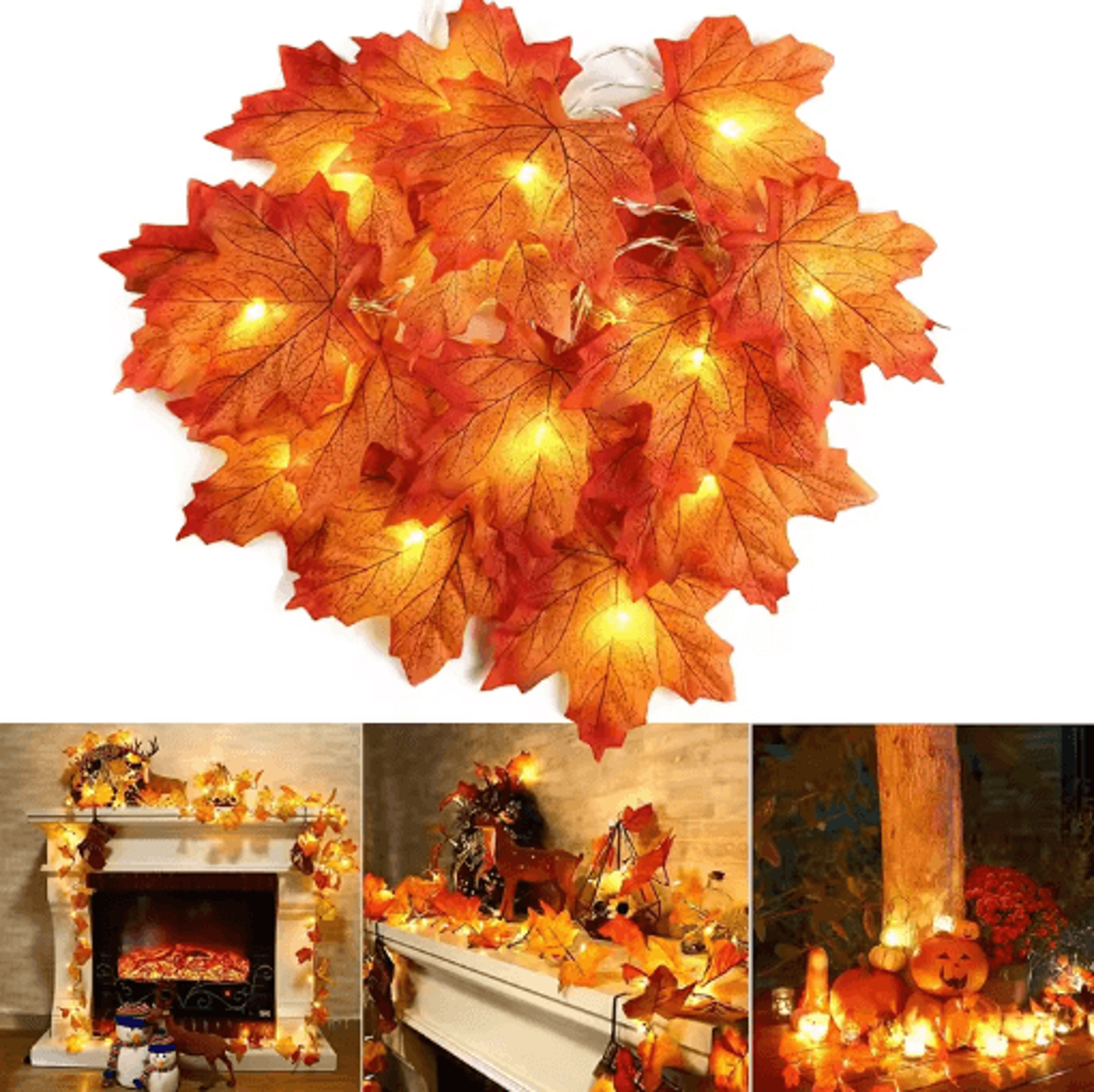 2/3/6m led maple leaf string lights – autumn garland for halloween, christmas & party decor