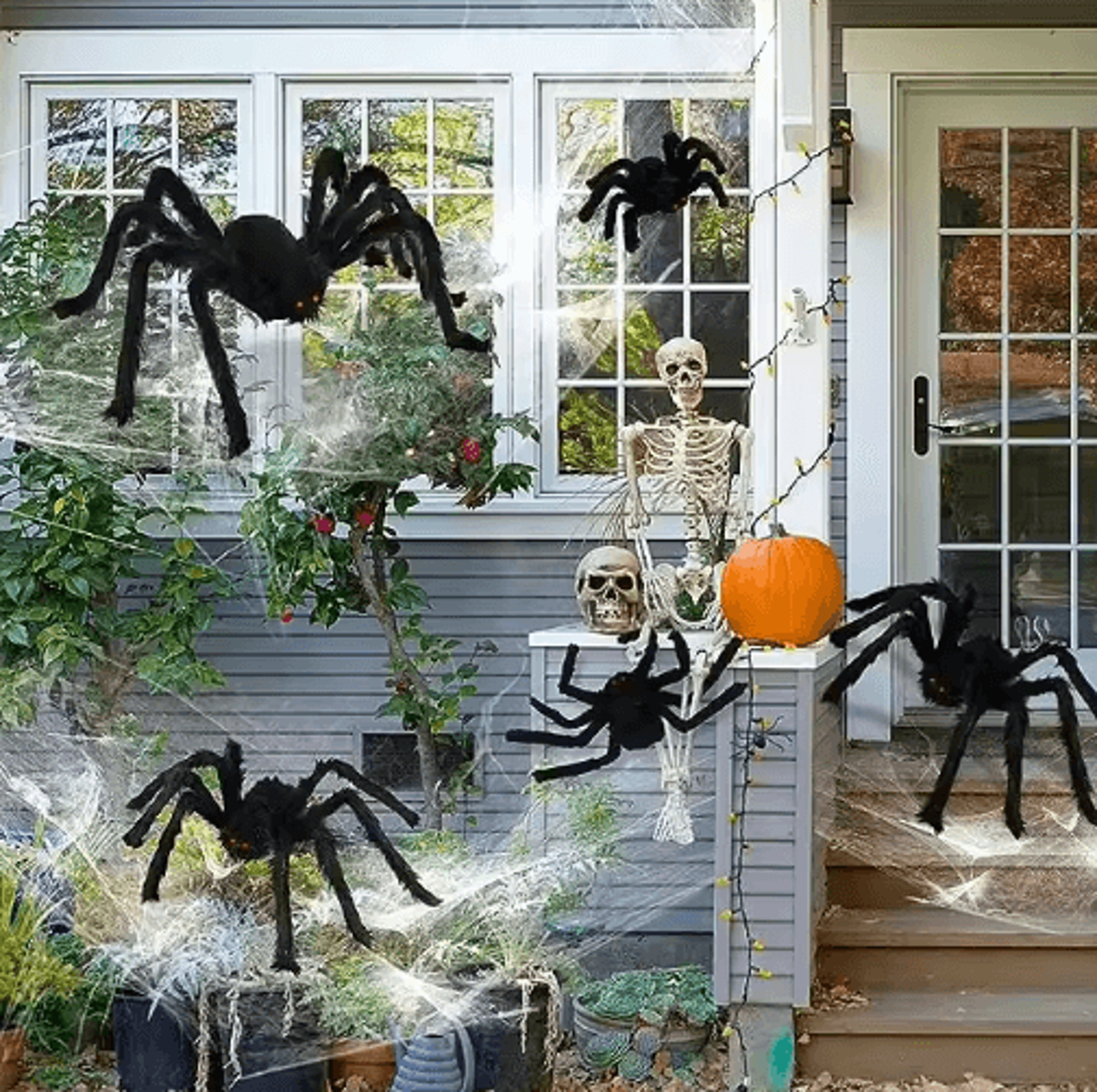 30–200cm giant plush black spider – extra-large halloween haunted house & outdoor horror decoration