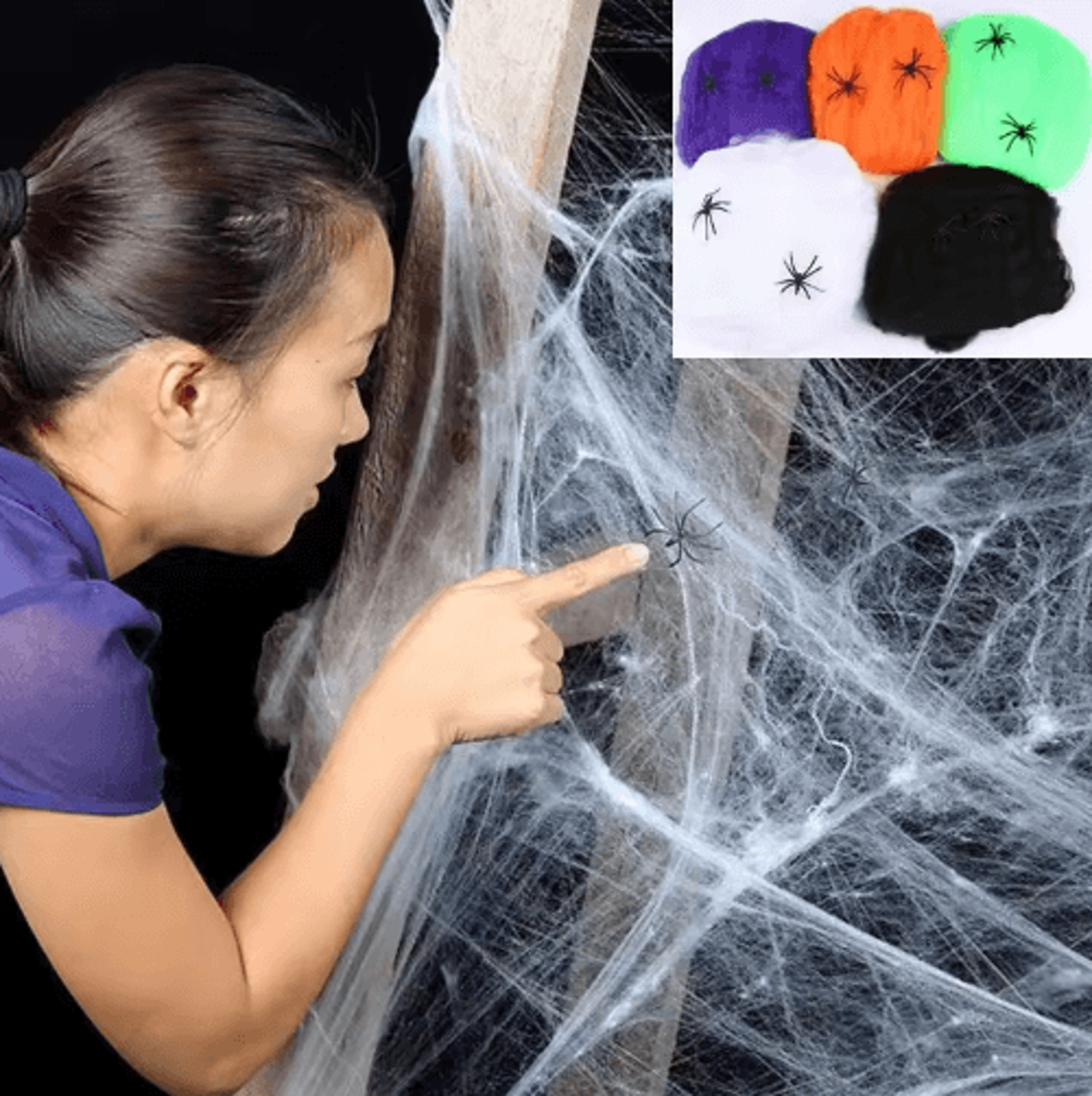 white stretchy halloween spider web – scary cobweb decoration for haunted house, bar & party decor