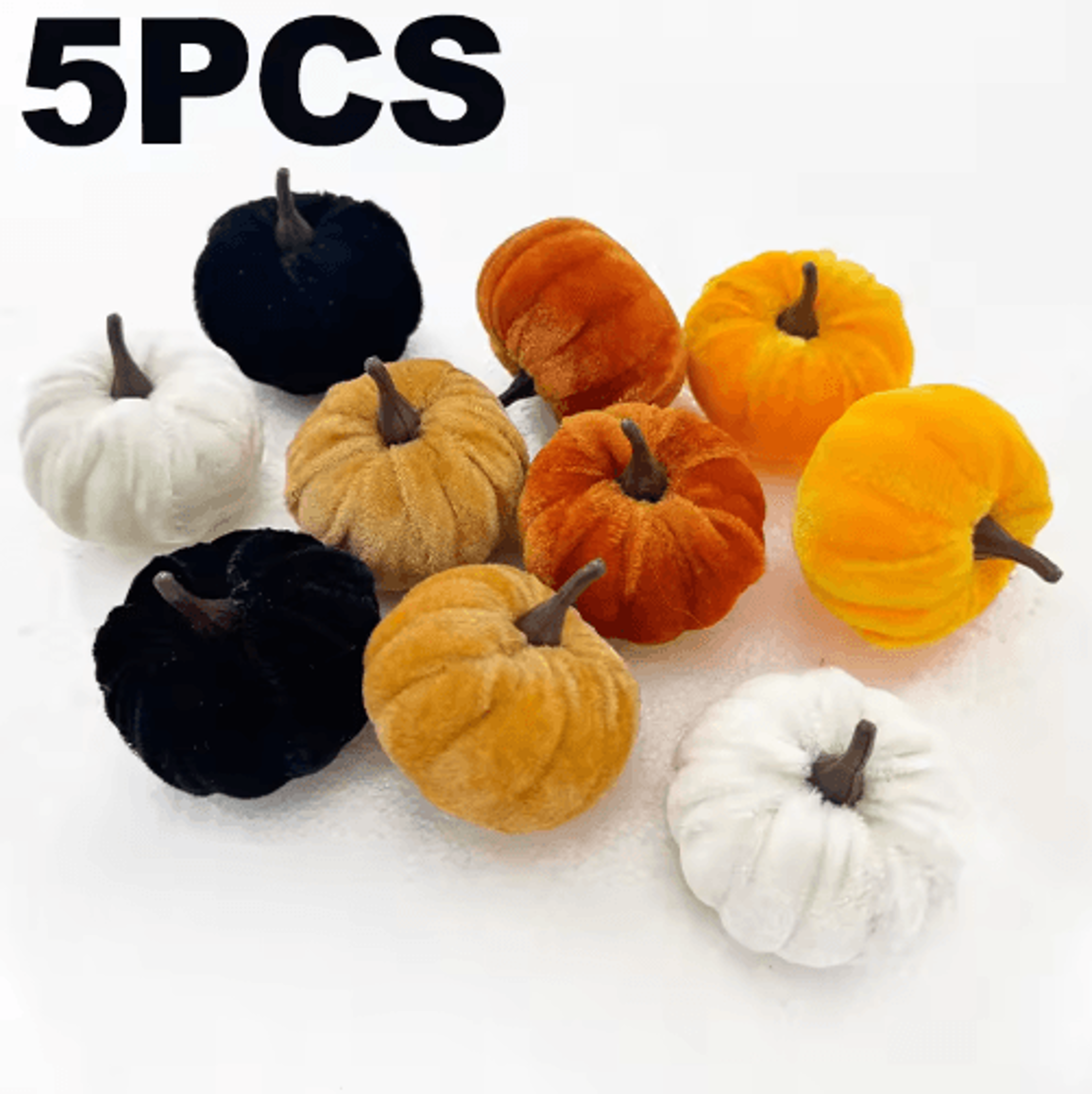 5-piece mini artificial pumpkins – 5cm foam halloween tabletop & party decorations