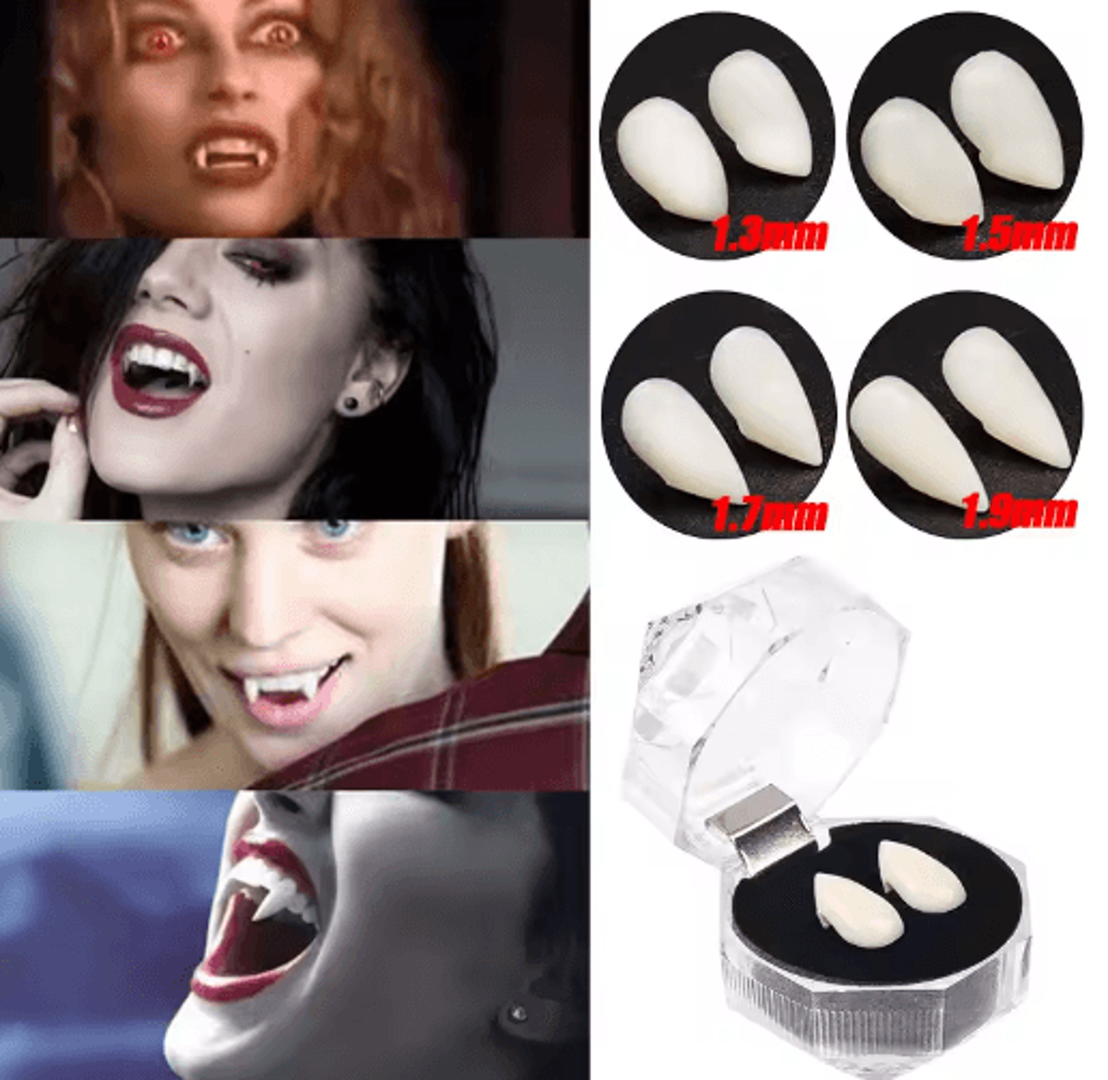 5-pair vampire fang teeth set – resin false fangs with solid adhesive for halloween cosplay