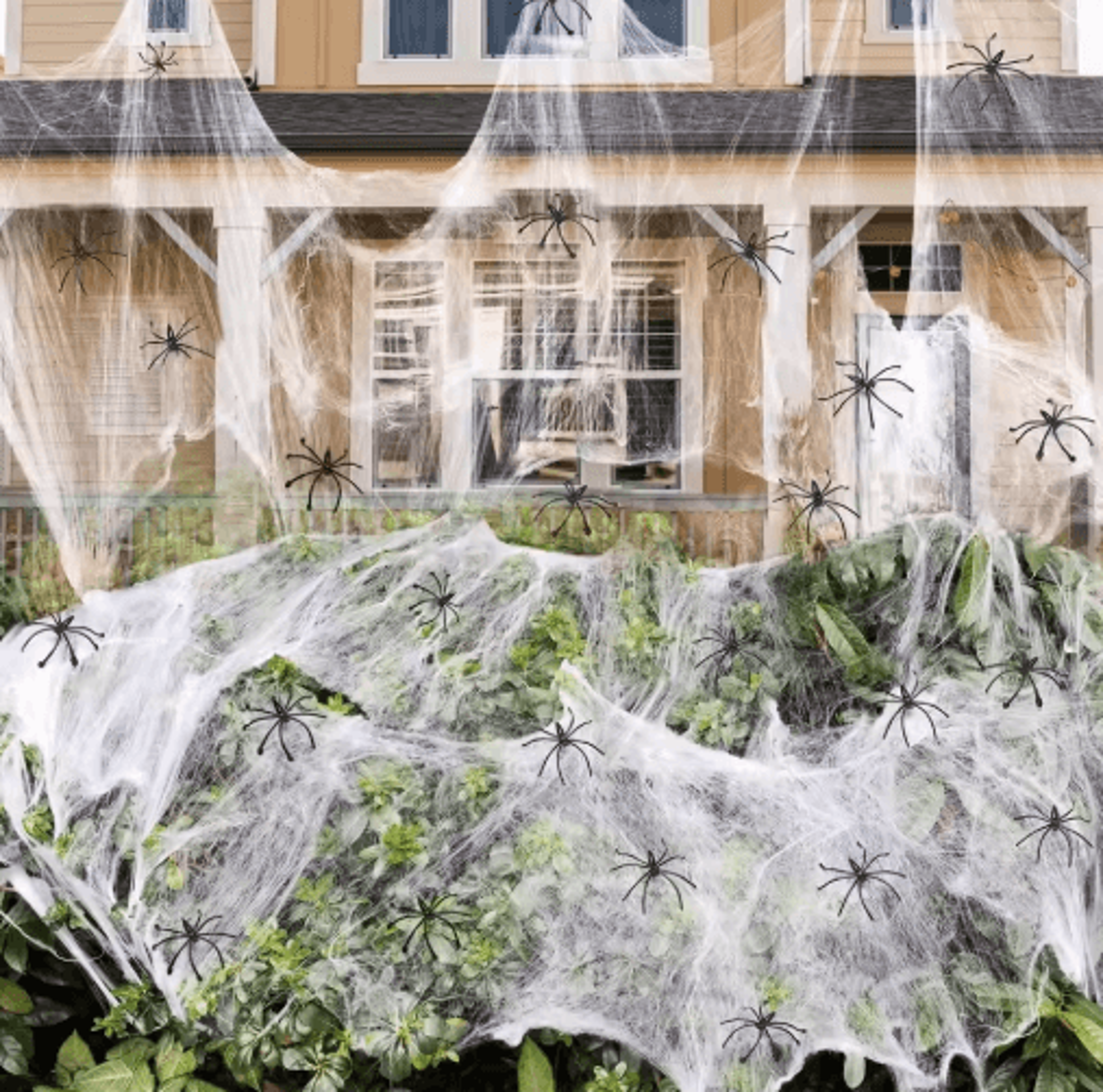white stretchy artificial spider web – scary halloween cobweb for haunted house & party decor