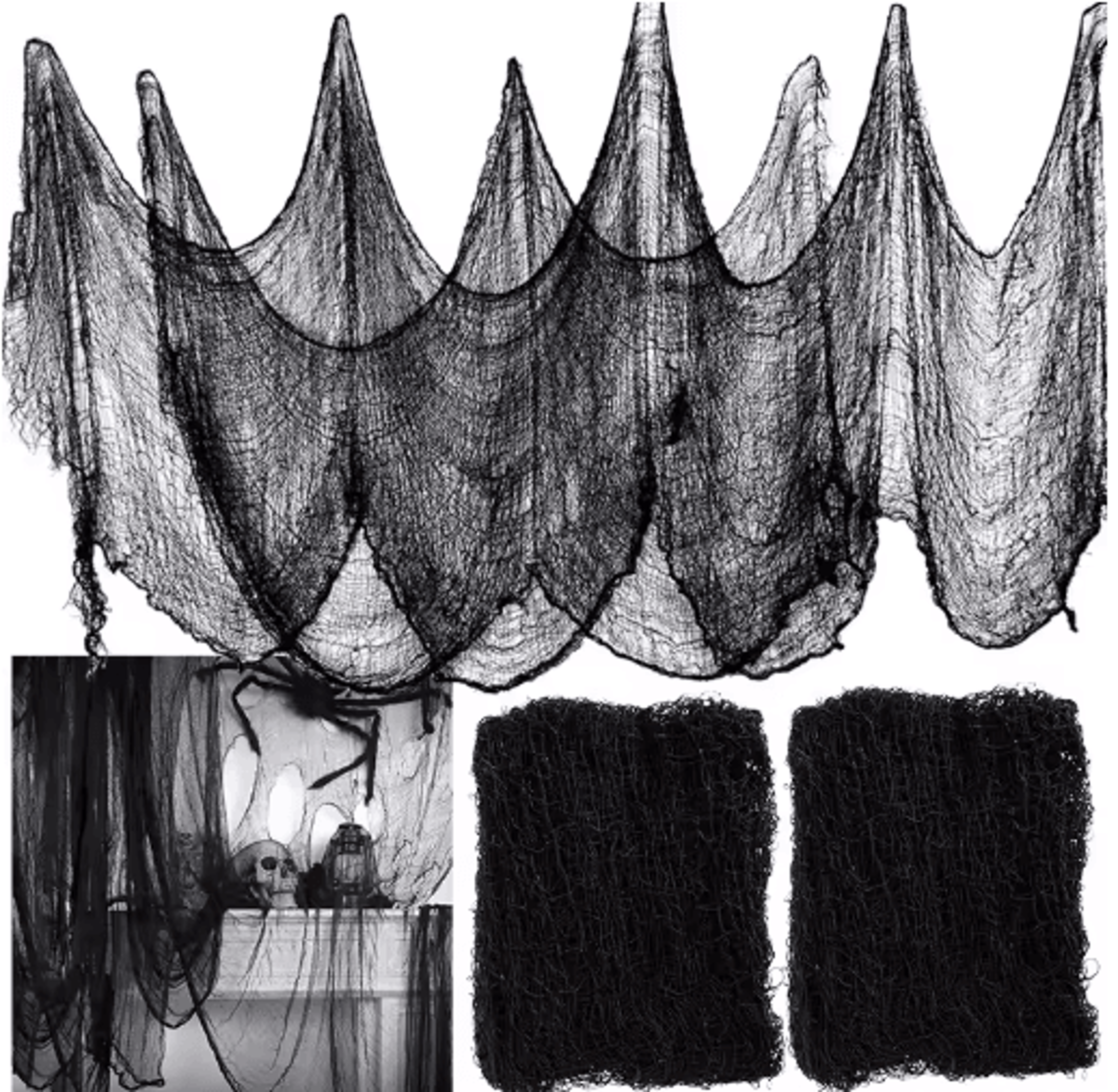 2/4m black gauze halloween spider web – horror haunted house & scary party decoration