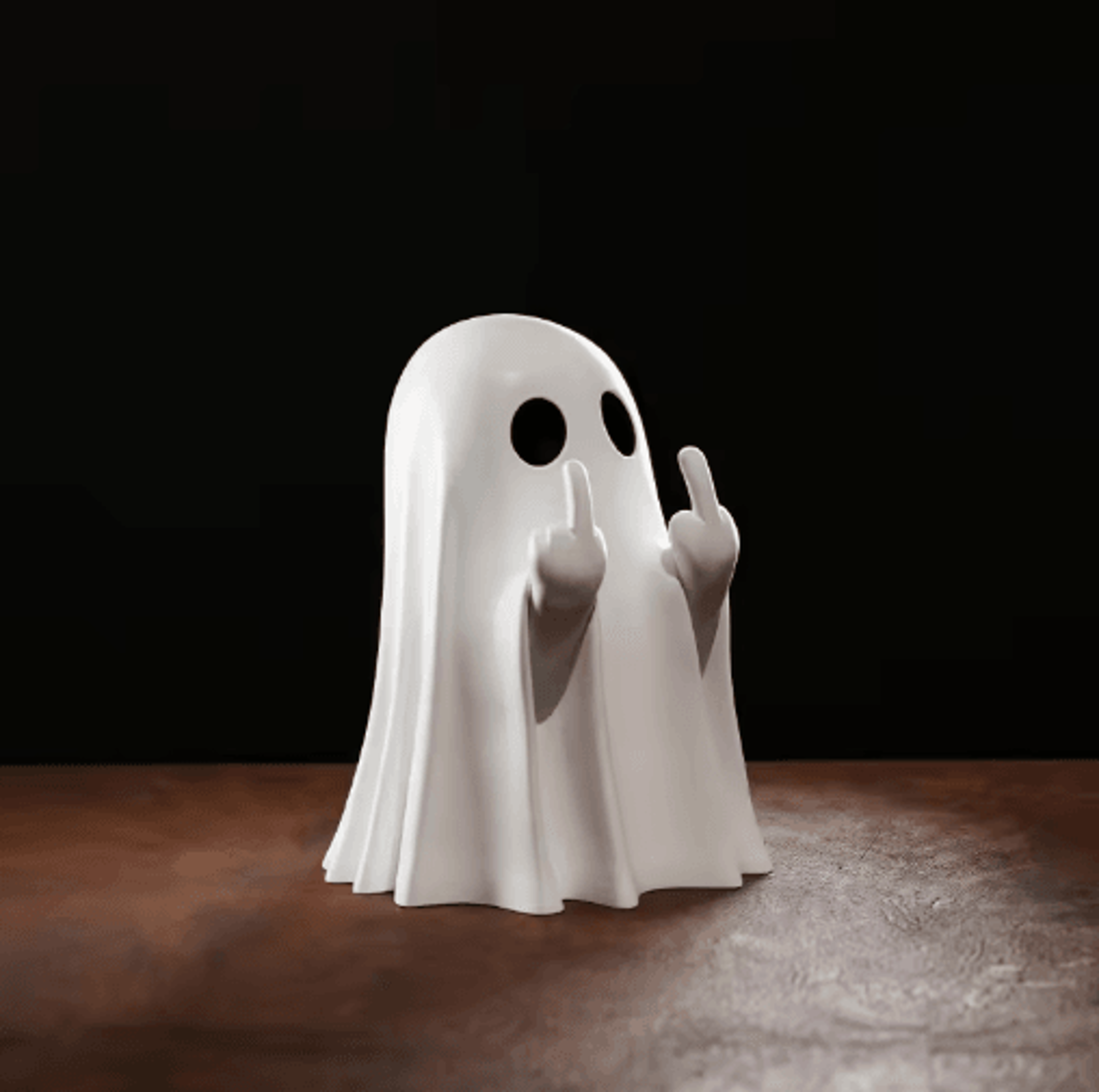 cute middle finger ghost statue – funny small halloween figurine for coffee table & home decor