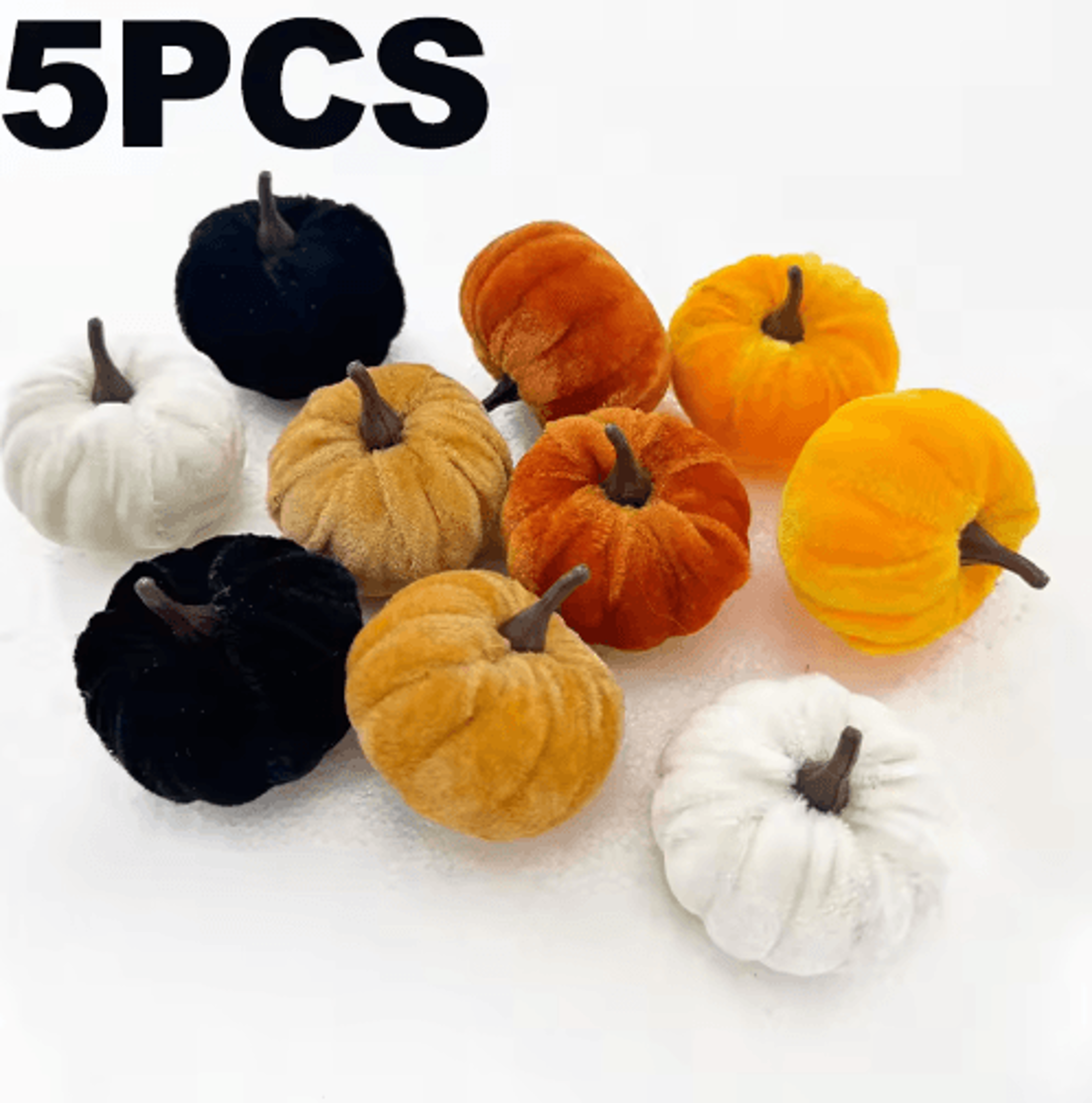 5-piece mini artificial pumpkin set – 5cm foam halloween desktop & table decorations