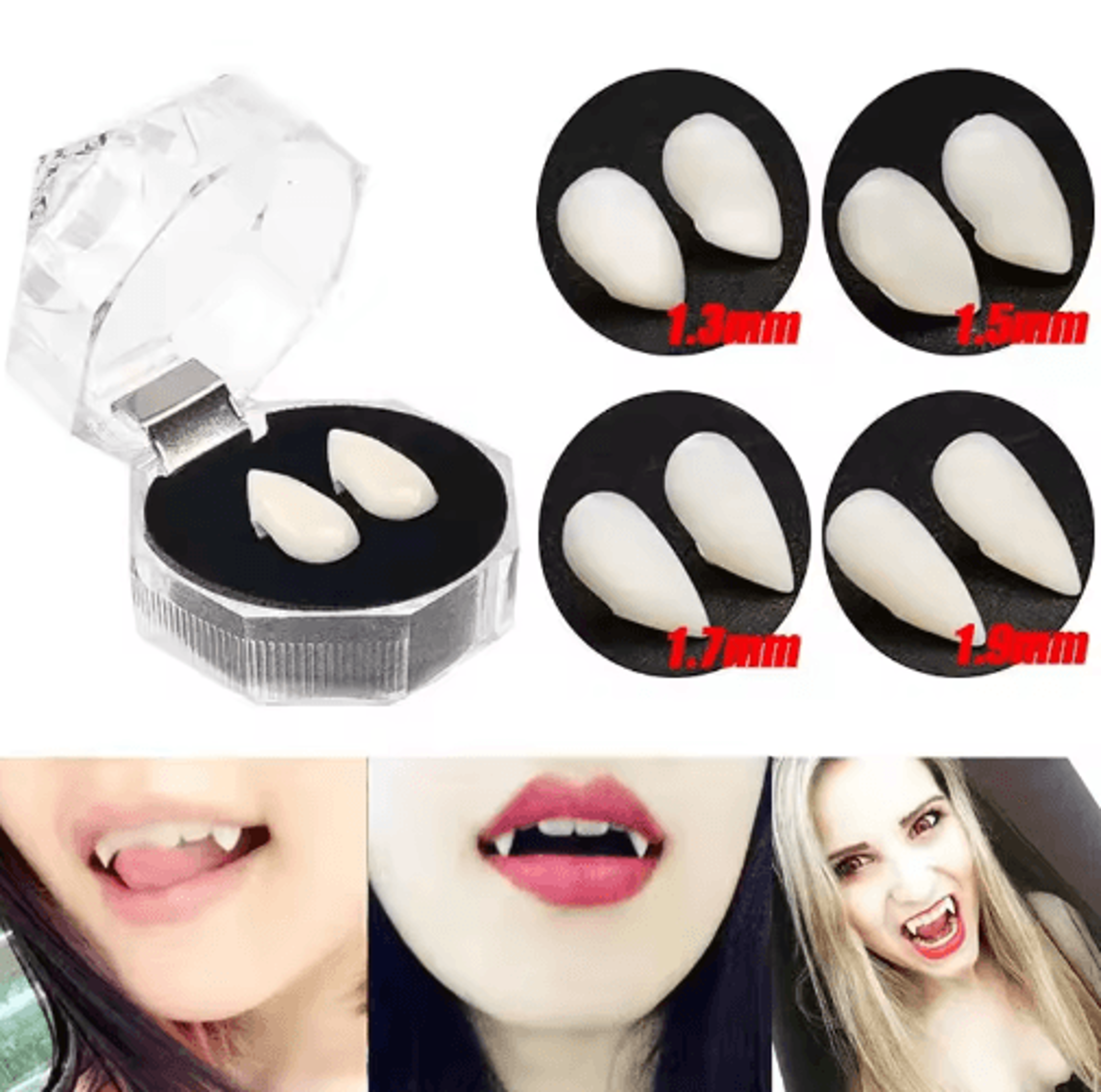 5-pair vampire fang teeth set resin false fangs with solid adhesive for halloween cosplay