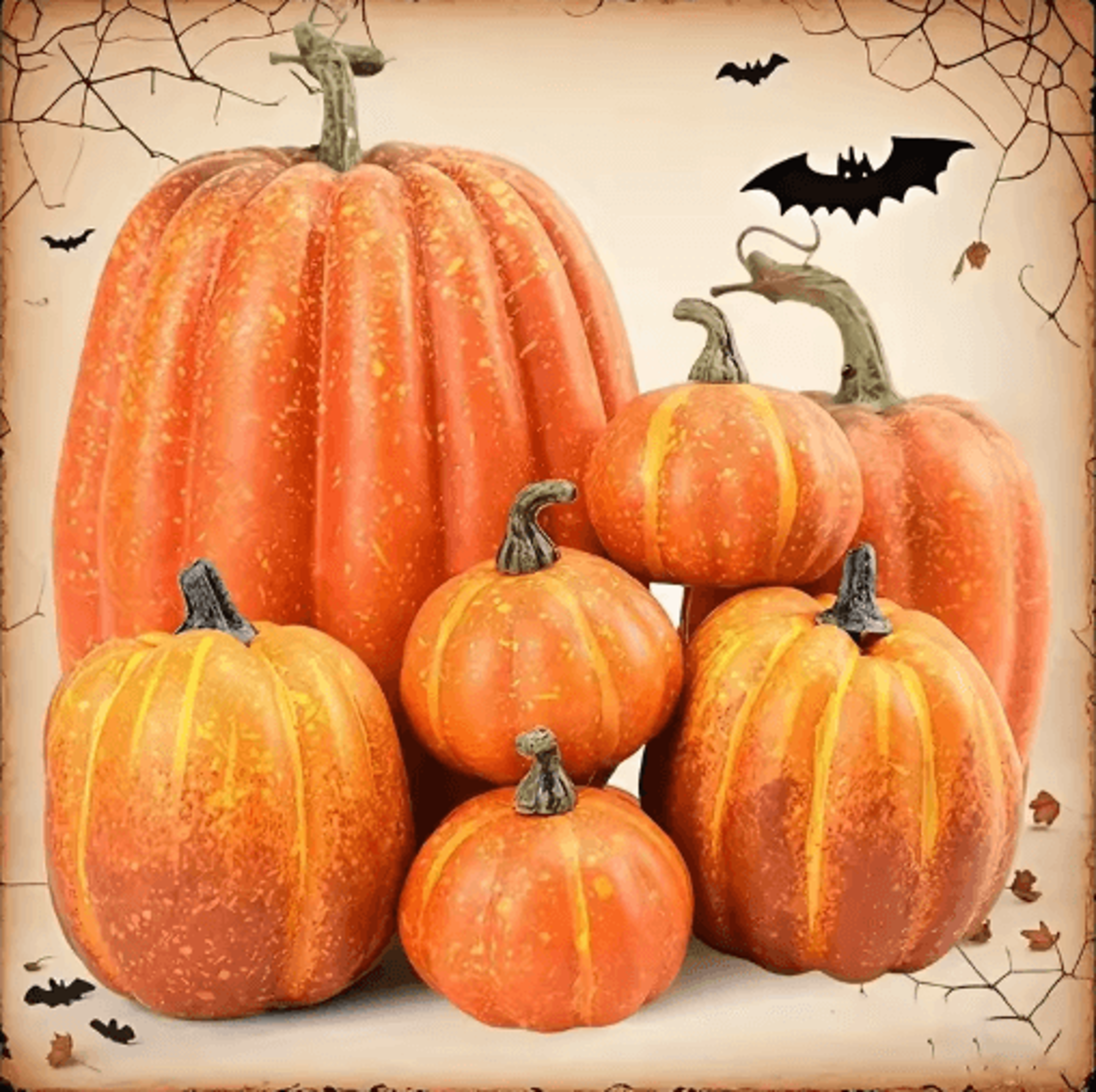 7-piece artificial orange pumpkin set – fake foam pumpkins for halloween, autumn & harvest decor