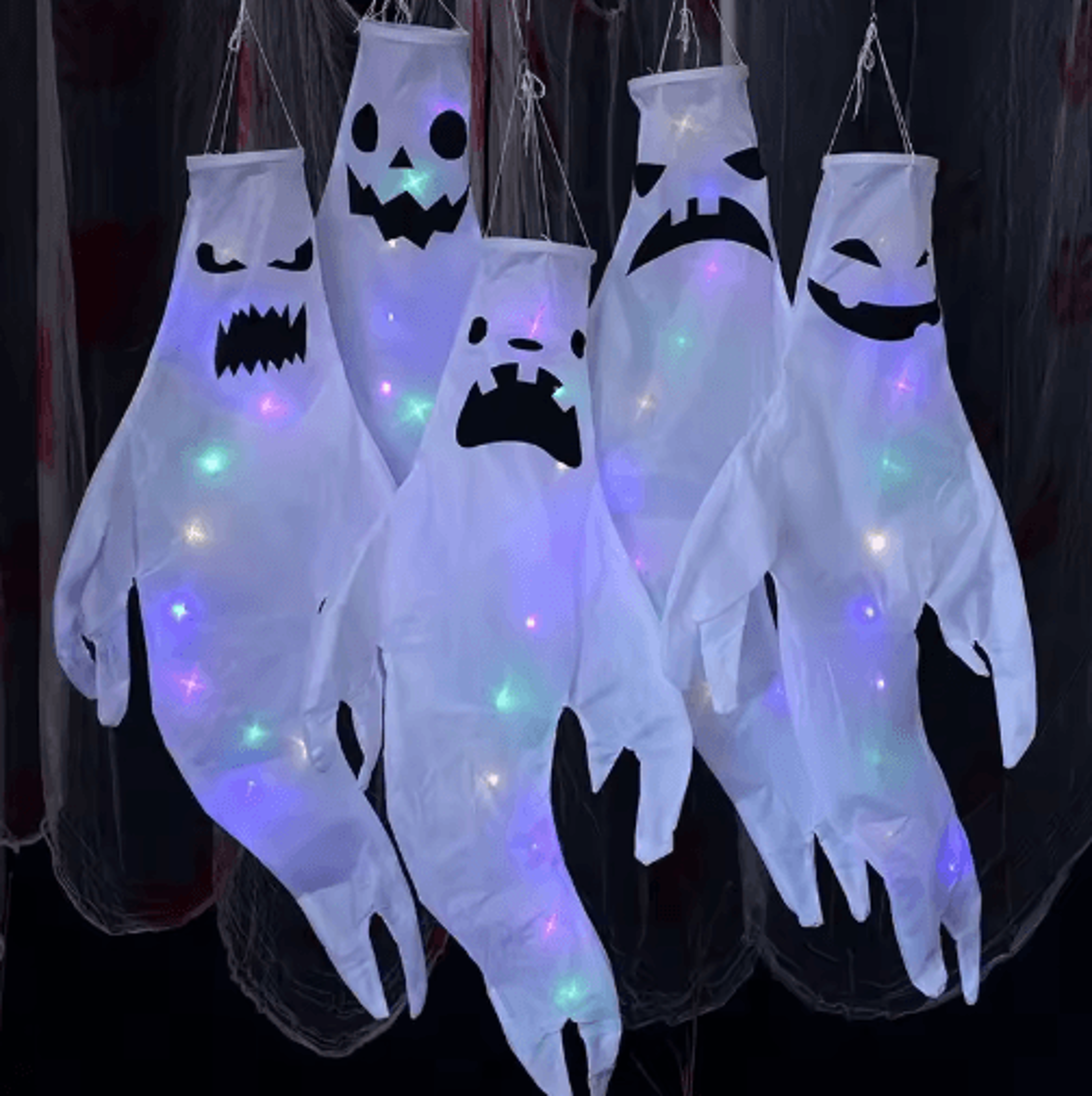 led hanging ghost halloween decoration – luminous scary ghost prop for home, yard & party decor