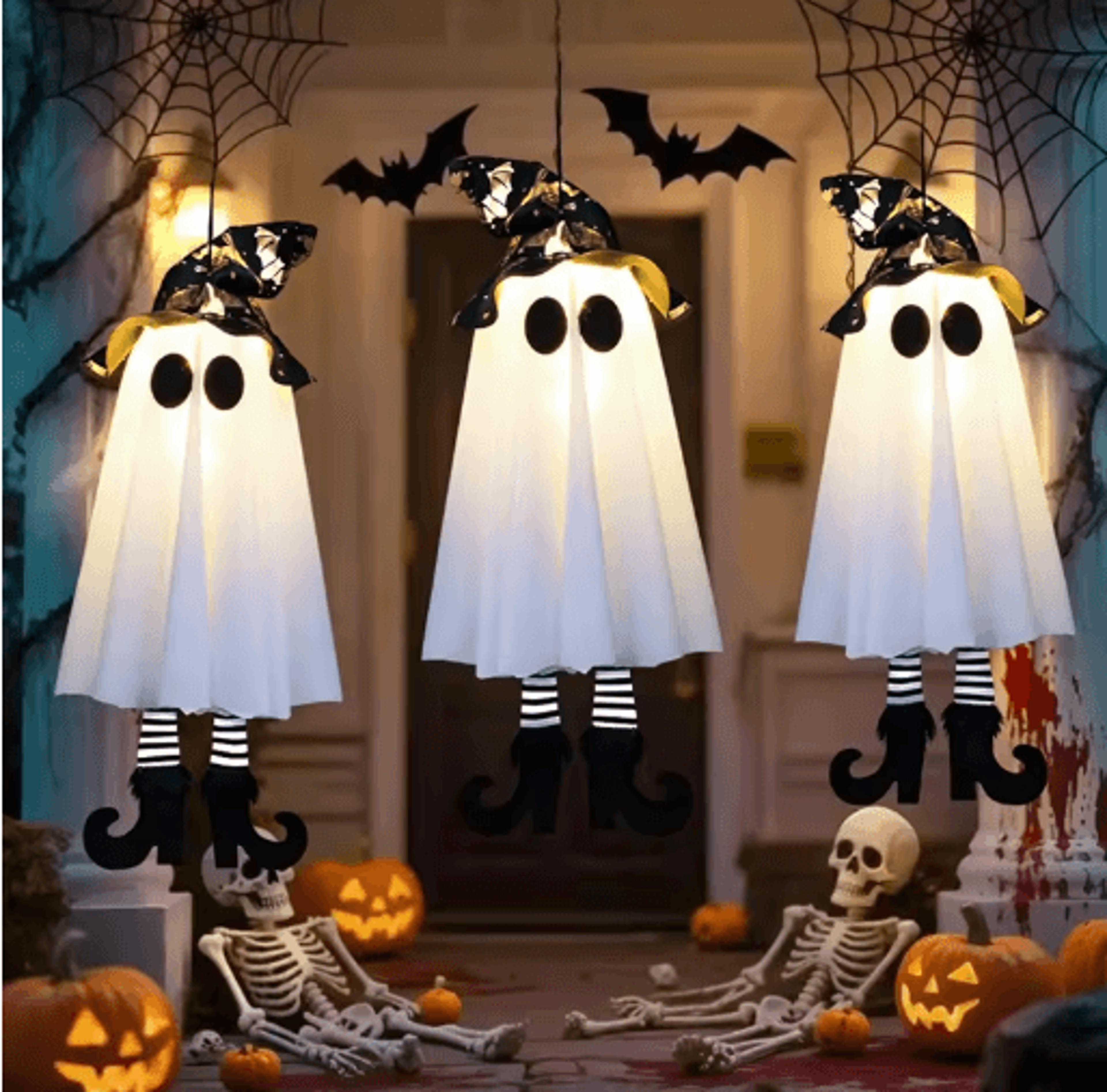 1/2/3-piece led light-up witch ghosts – scary hanging halloween decorations for indoor & outdoor decor