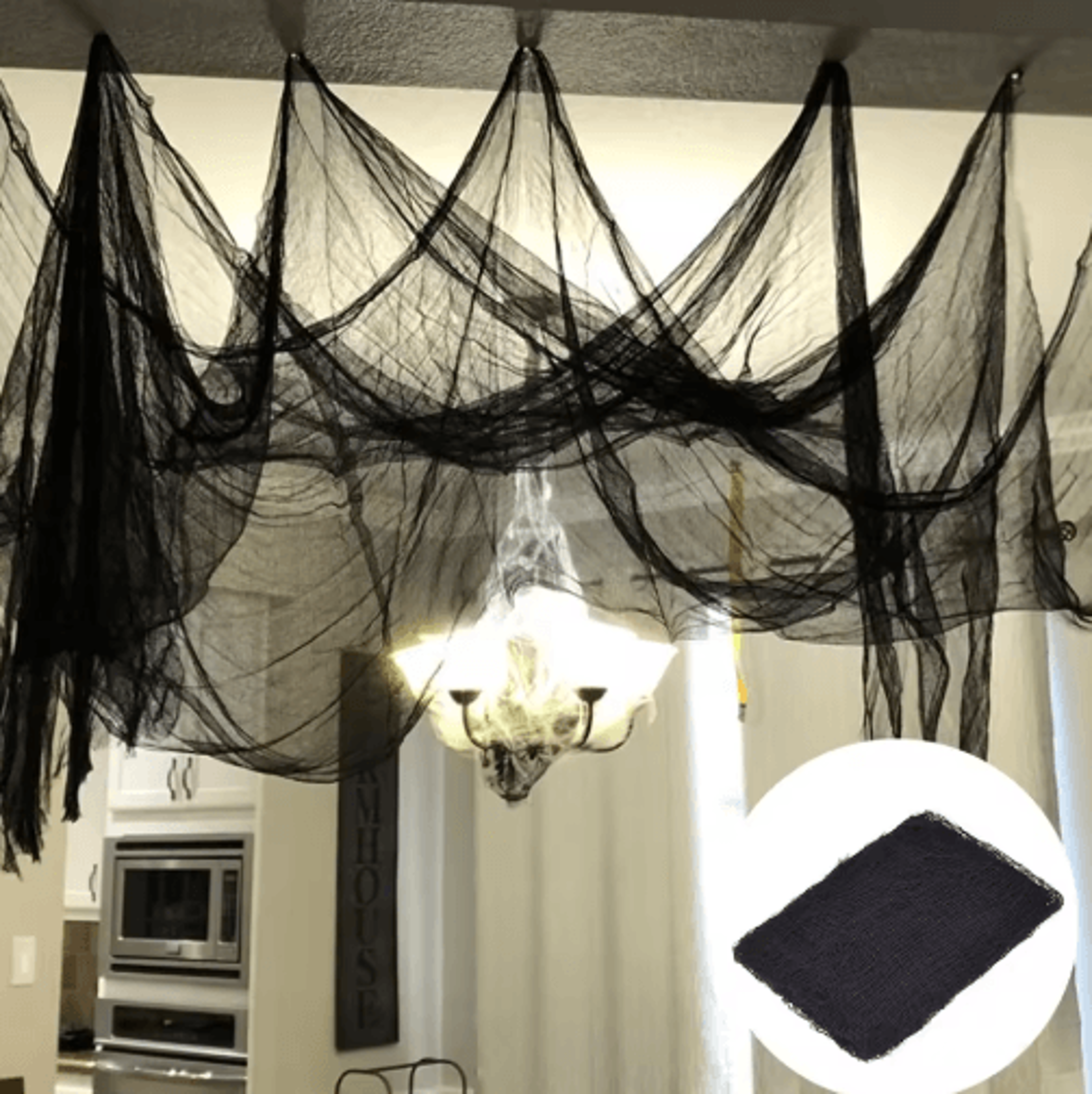 black halloween gauze cloth 72 by 186cm – creepy netting spider web decor for haunted house & parties