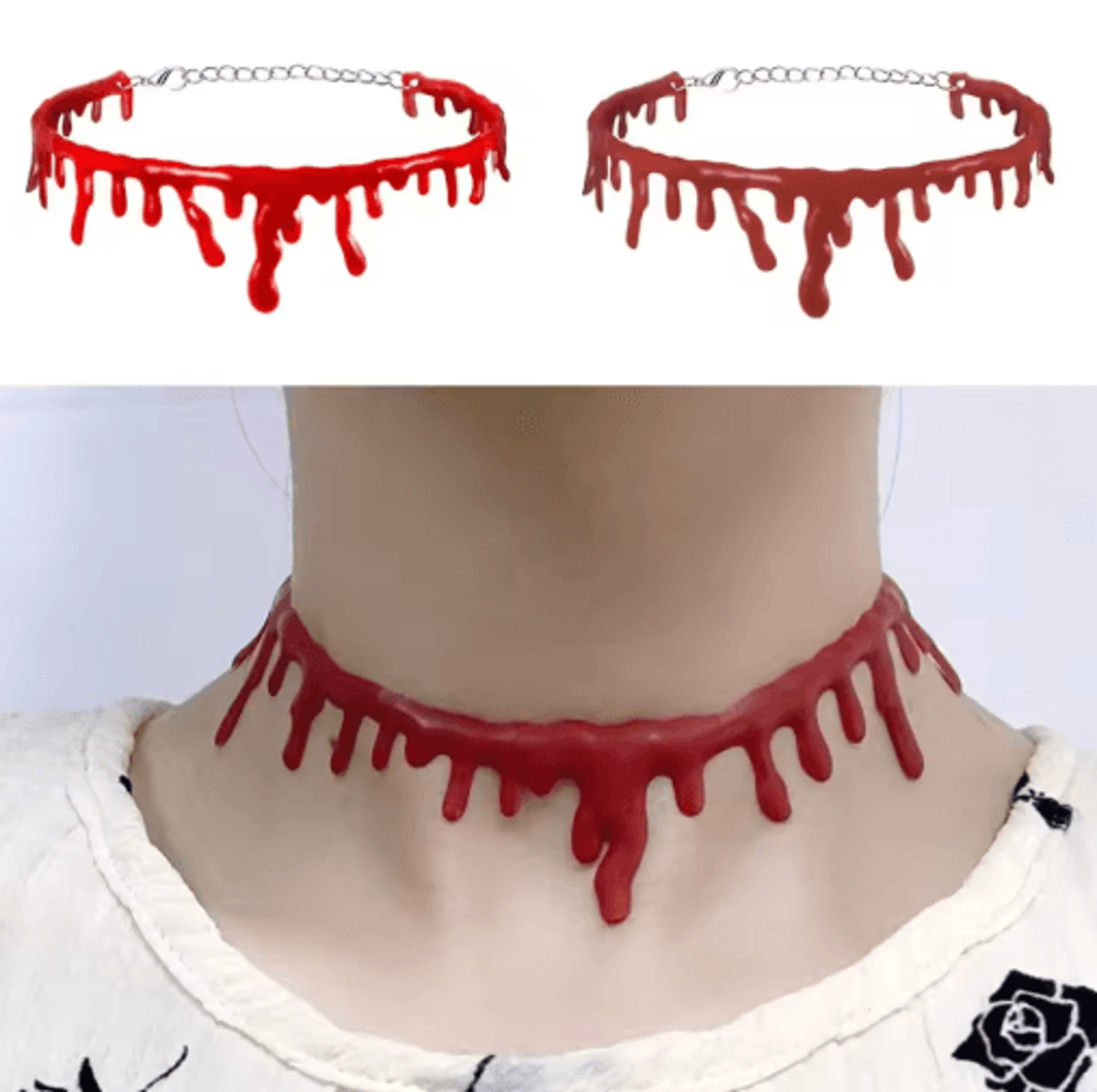 halloween dripping blood necklace – vampire bloody choker for horror cosplay & costume parties