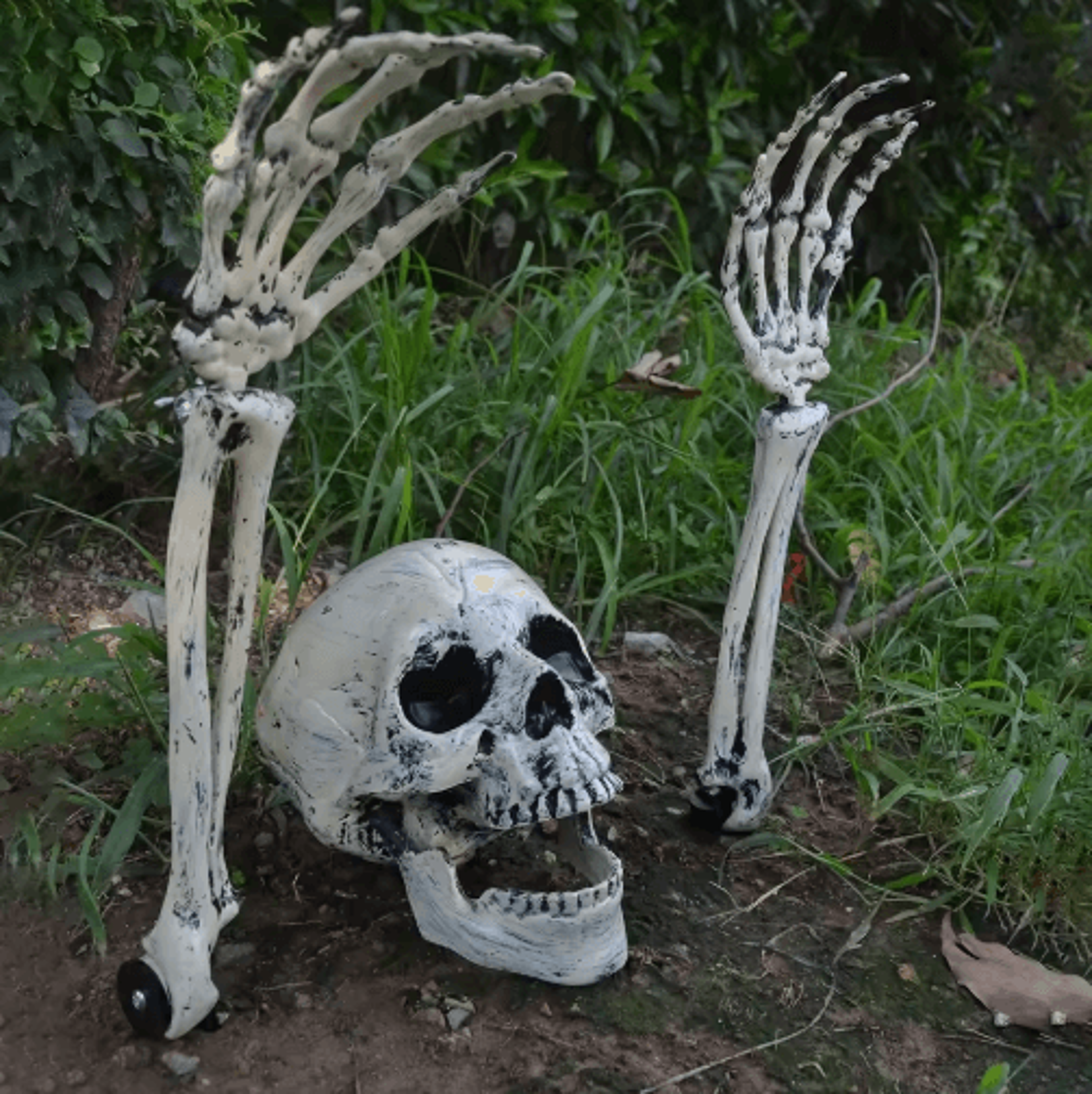 1/6-piece skeleton bone garden stakes – skull head & ghost hand halloween yard decorations