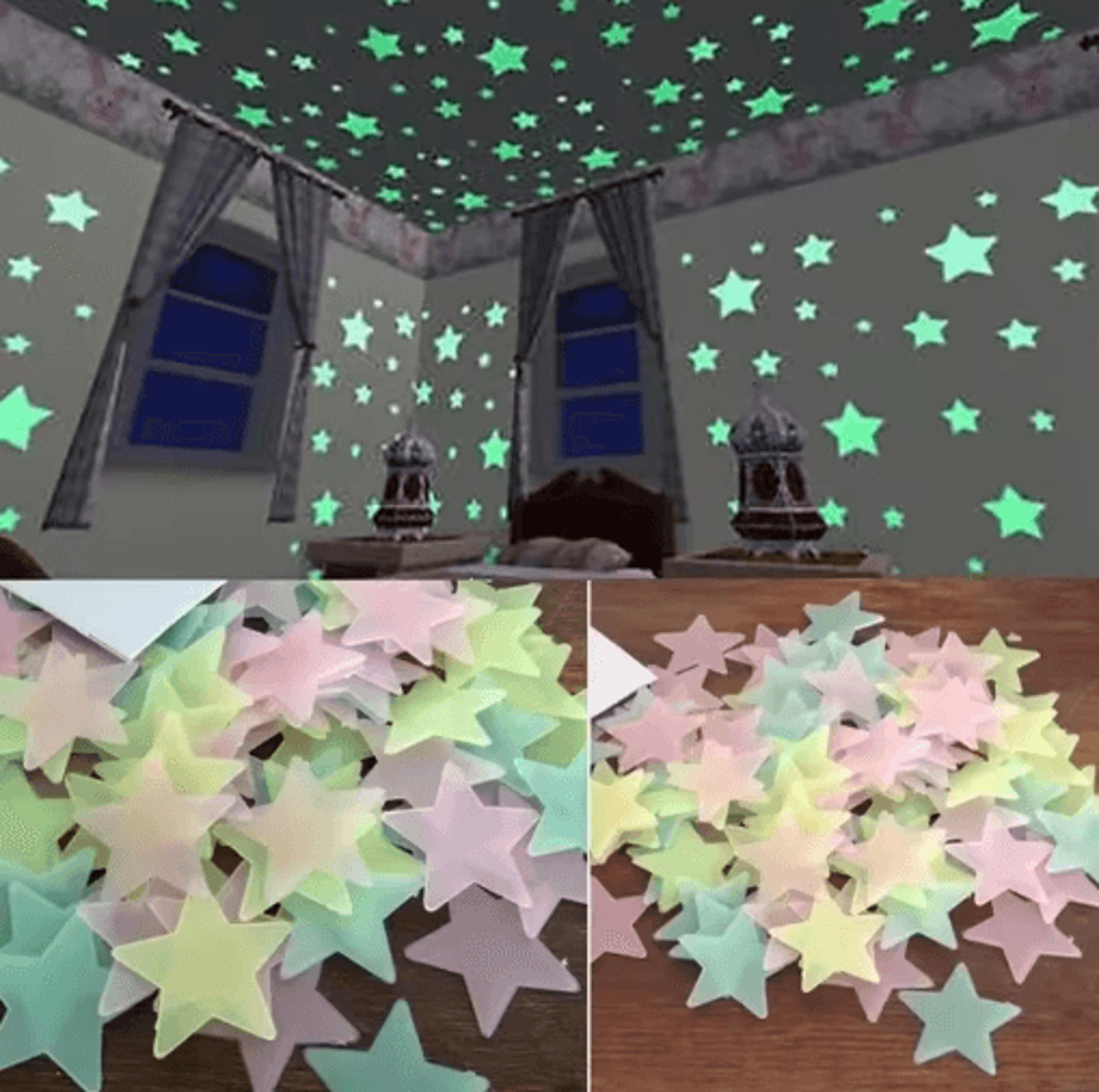 100-piece glow-in-the-dark star stickers – fluorescent ceiling & wall decor for kids bedrooms