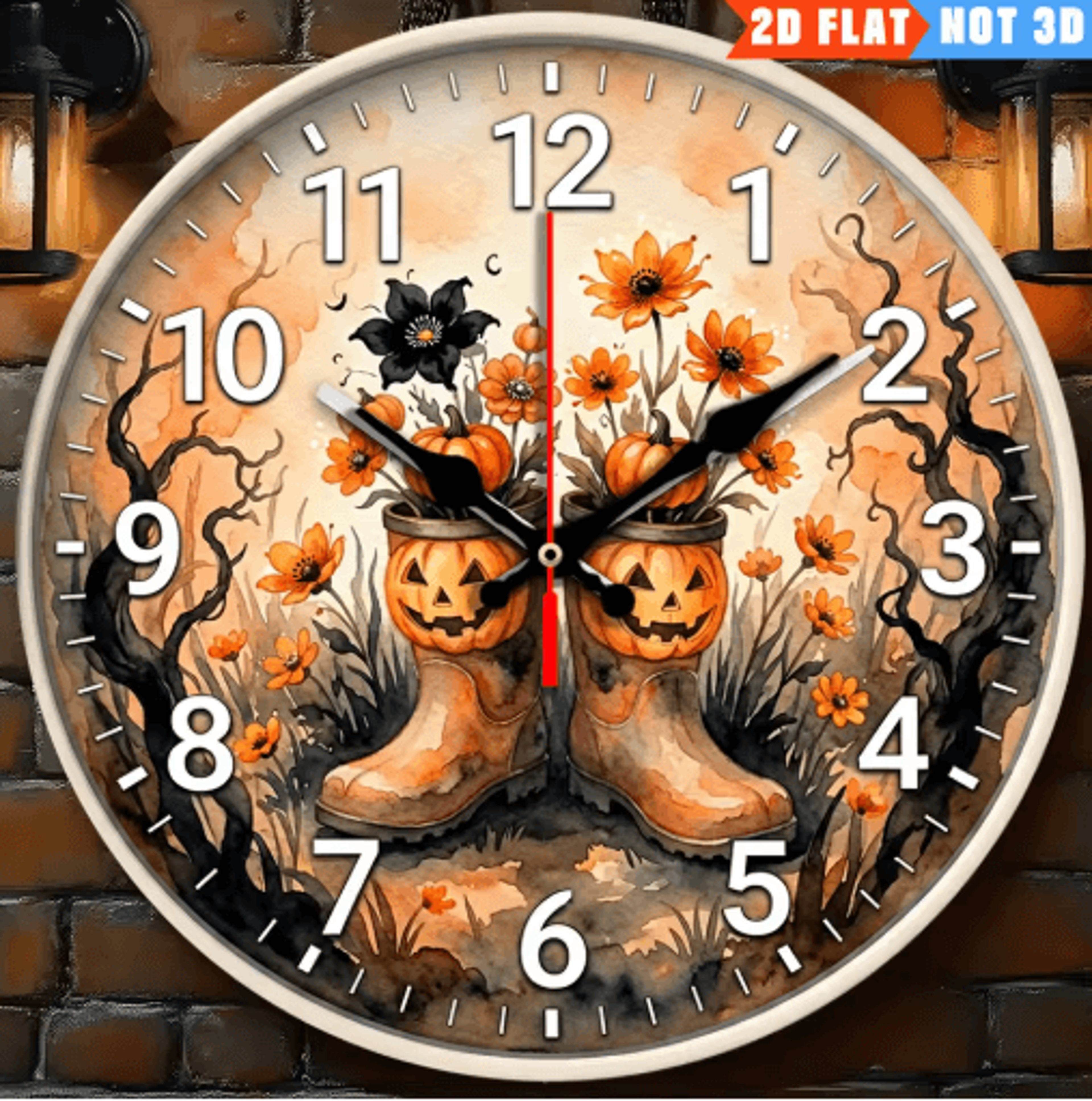 10-inch pumpkin head wall clock – fun 2d rain boots silent battery-operated halloween home decor