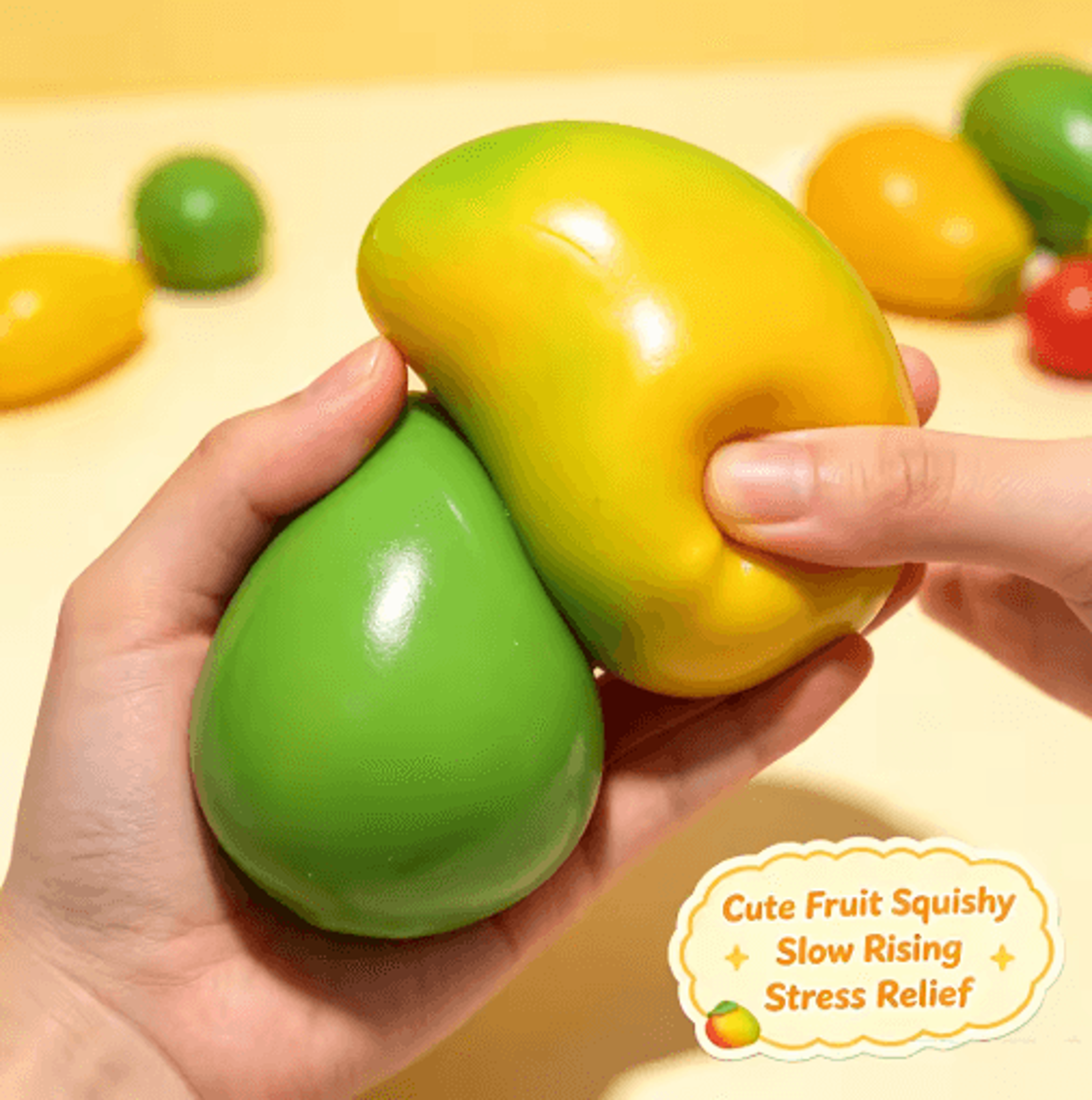 color-changing mango squishy toy – handmade fake fruit sensory squeeze ball & cute mini desk ornament