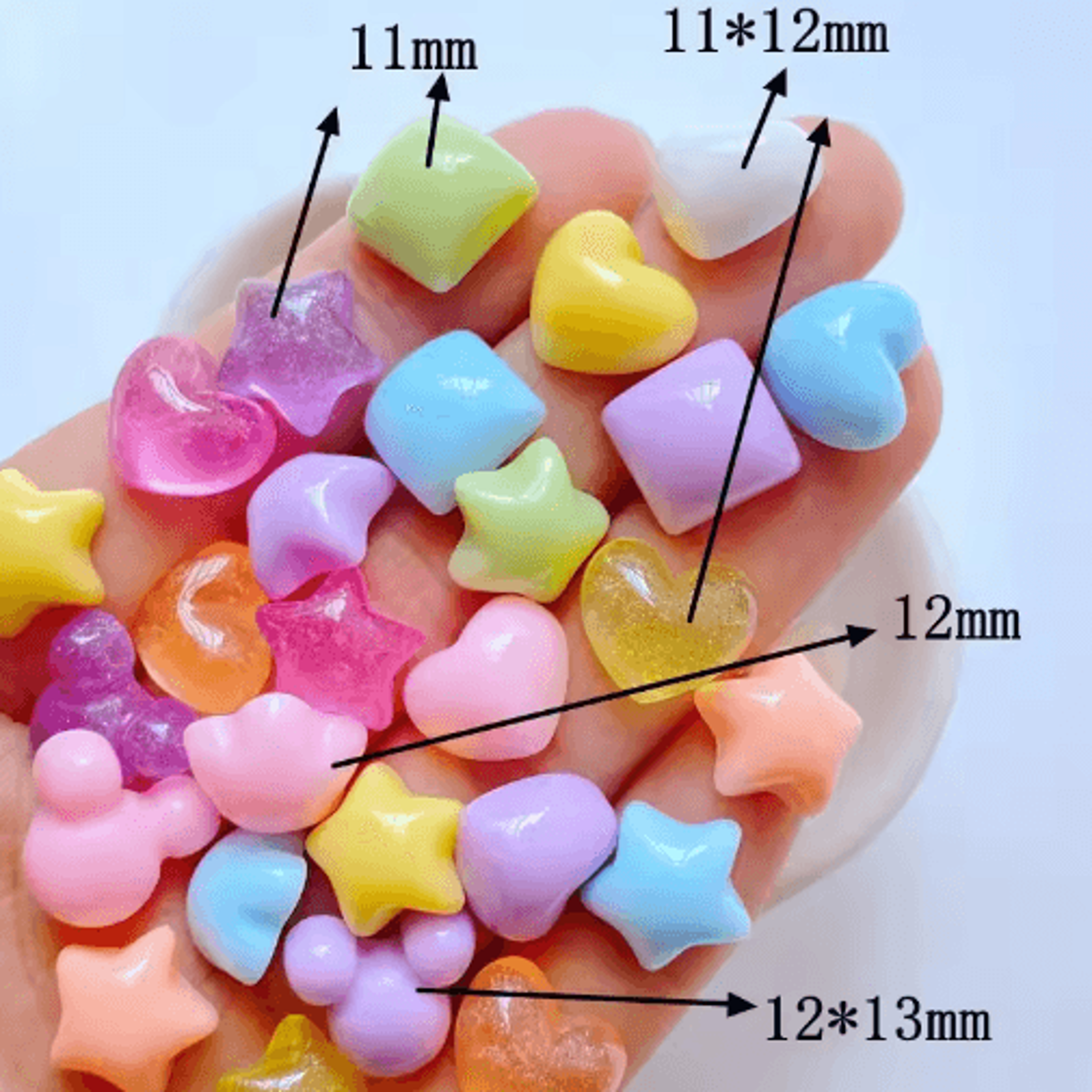 30-piece mini resin cabochon set – cute star heart, square & flower flat-back diy craft charms