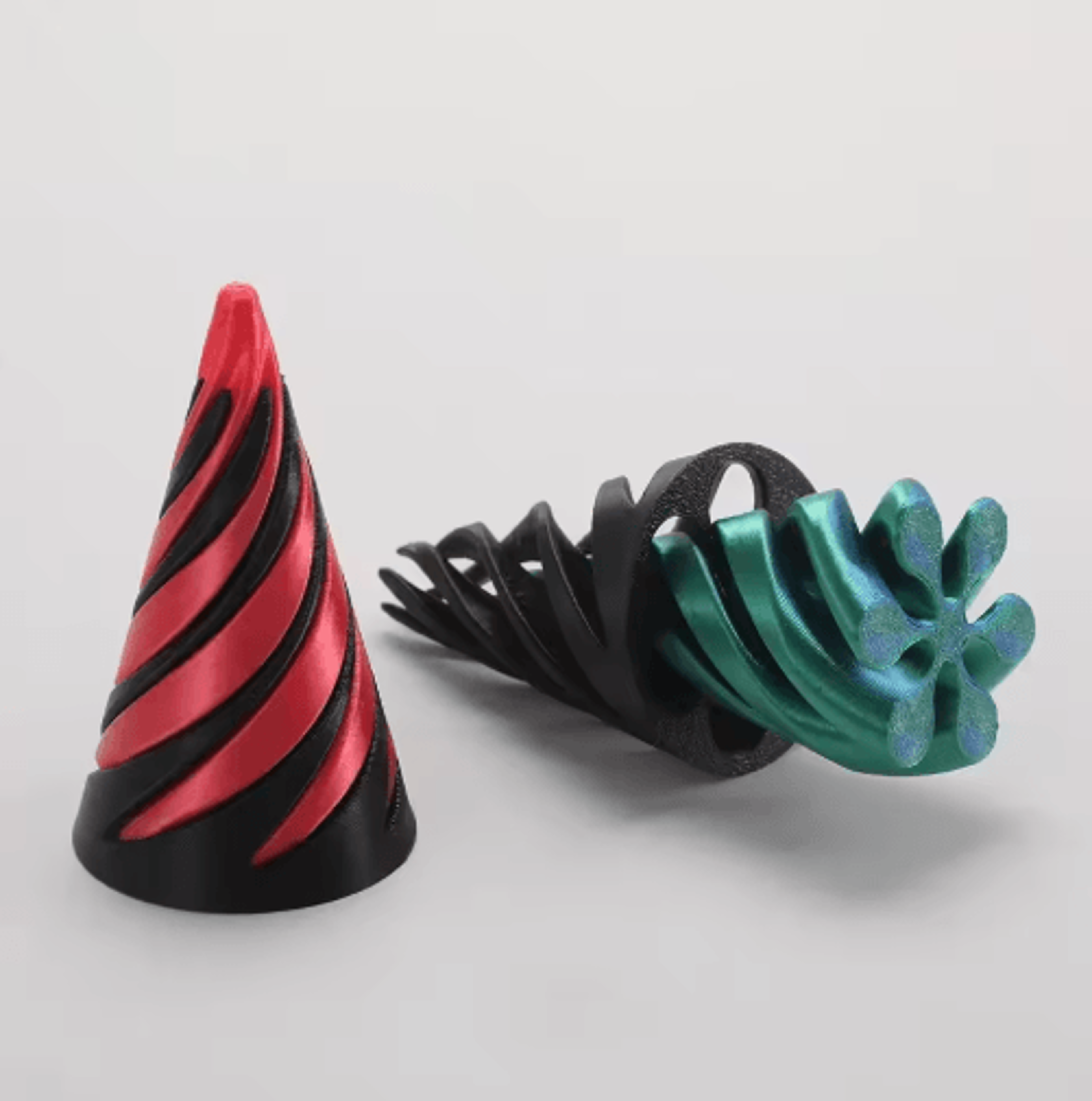 3d printed helix spiral fidget toy – rotating screw pyramid & cone passthrough desk sculpture