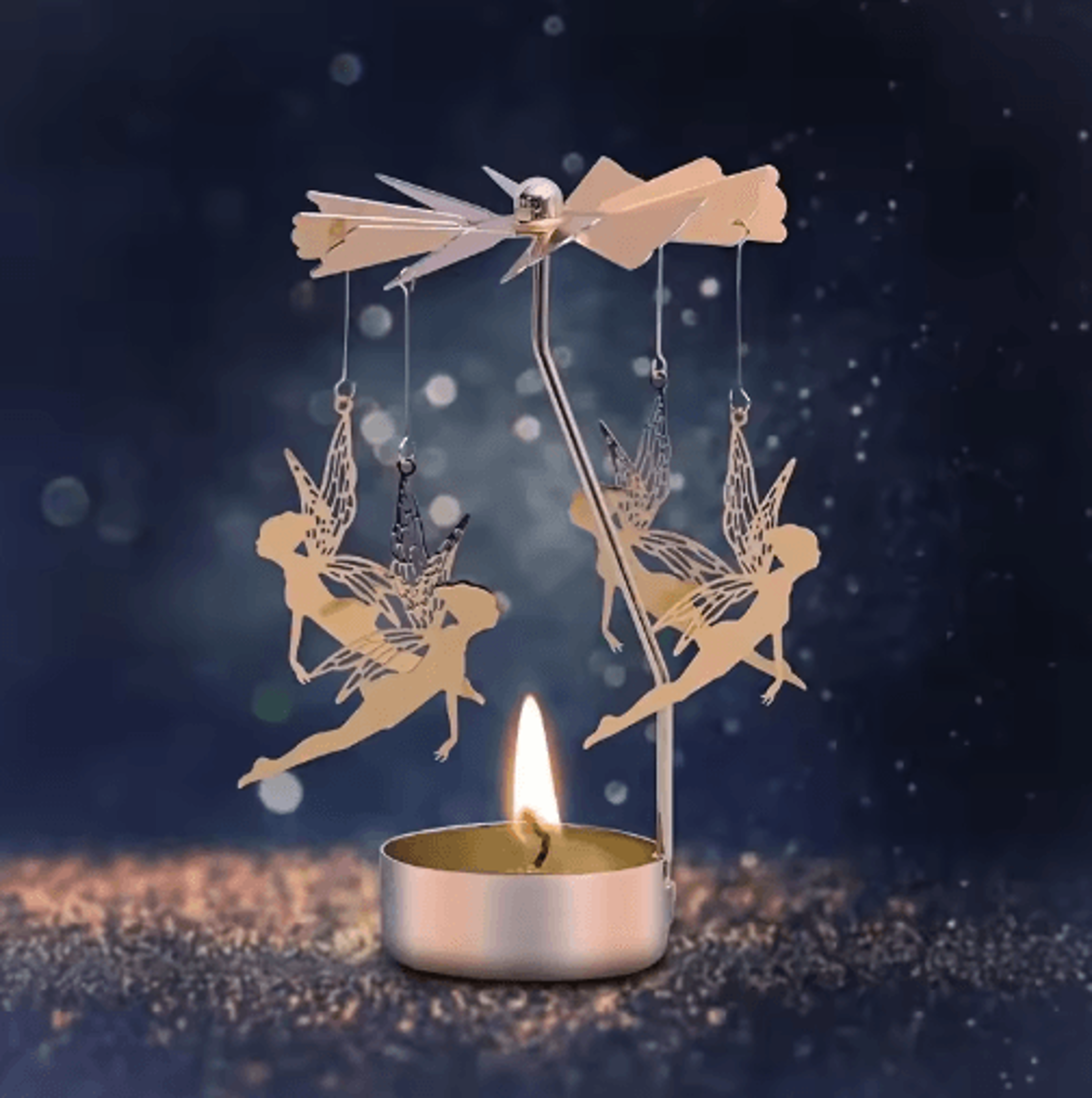metal rotating candle holder – spinning christmas tealight decoration for dinner & wedding parties
