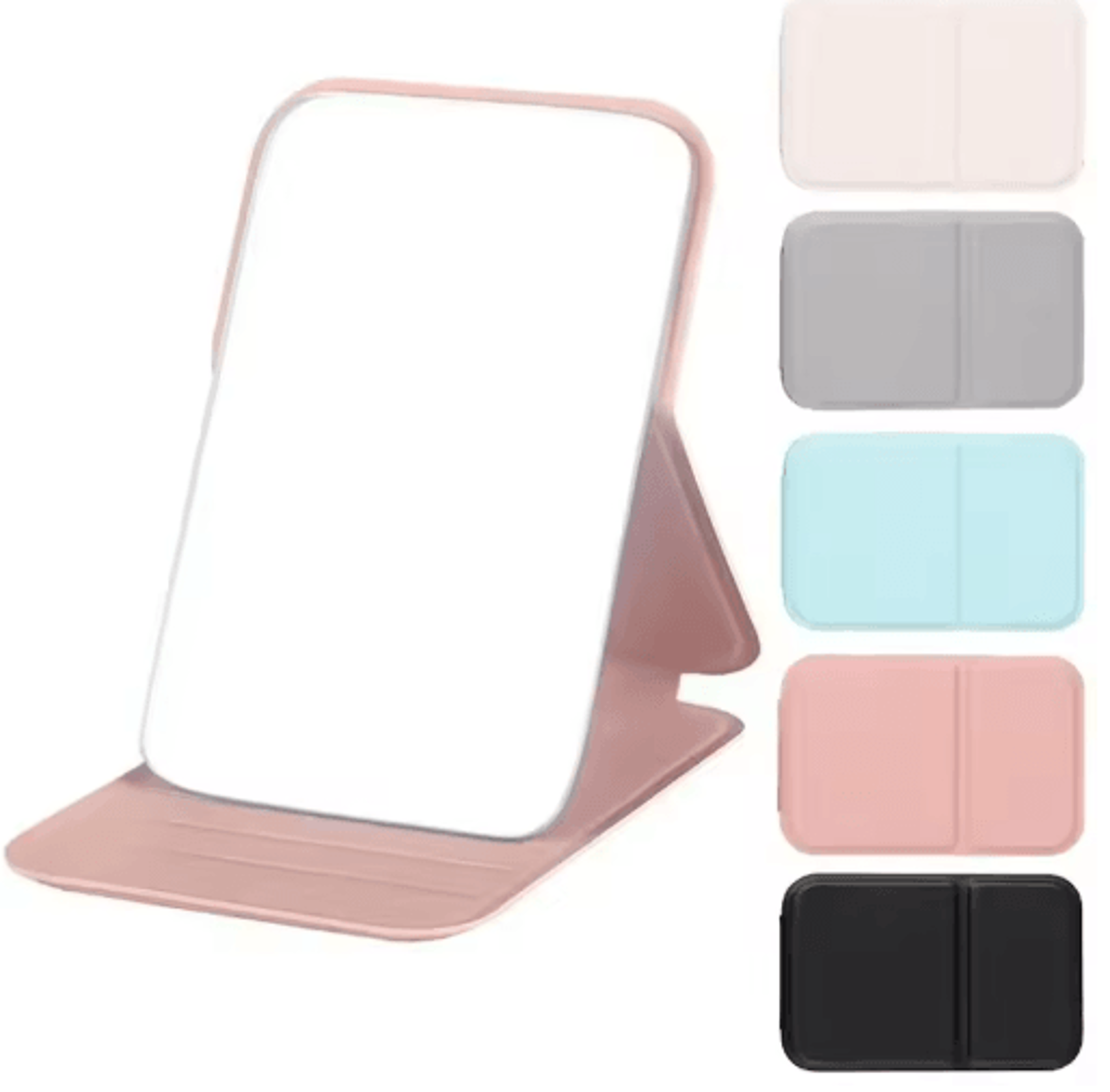 pu leather foldable makeup mirror – portable handheld pocket cosmetic mirror for travel & everyday use