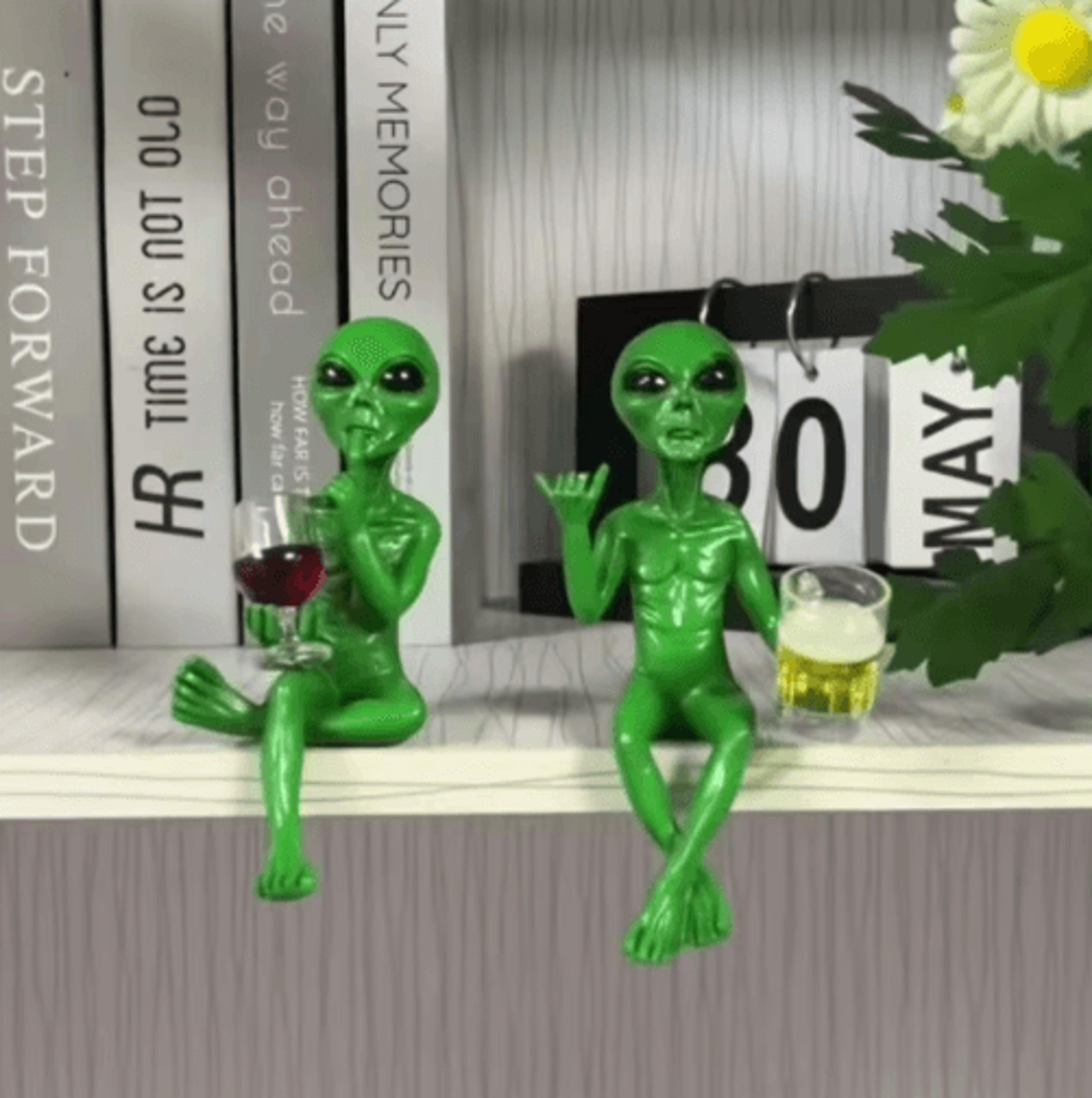 funny beer-drinking alien statue – resin extraterrestrial garden & desktop decoration