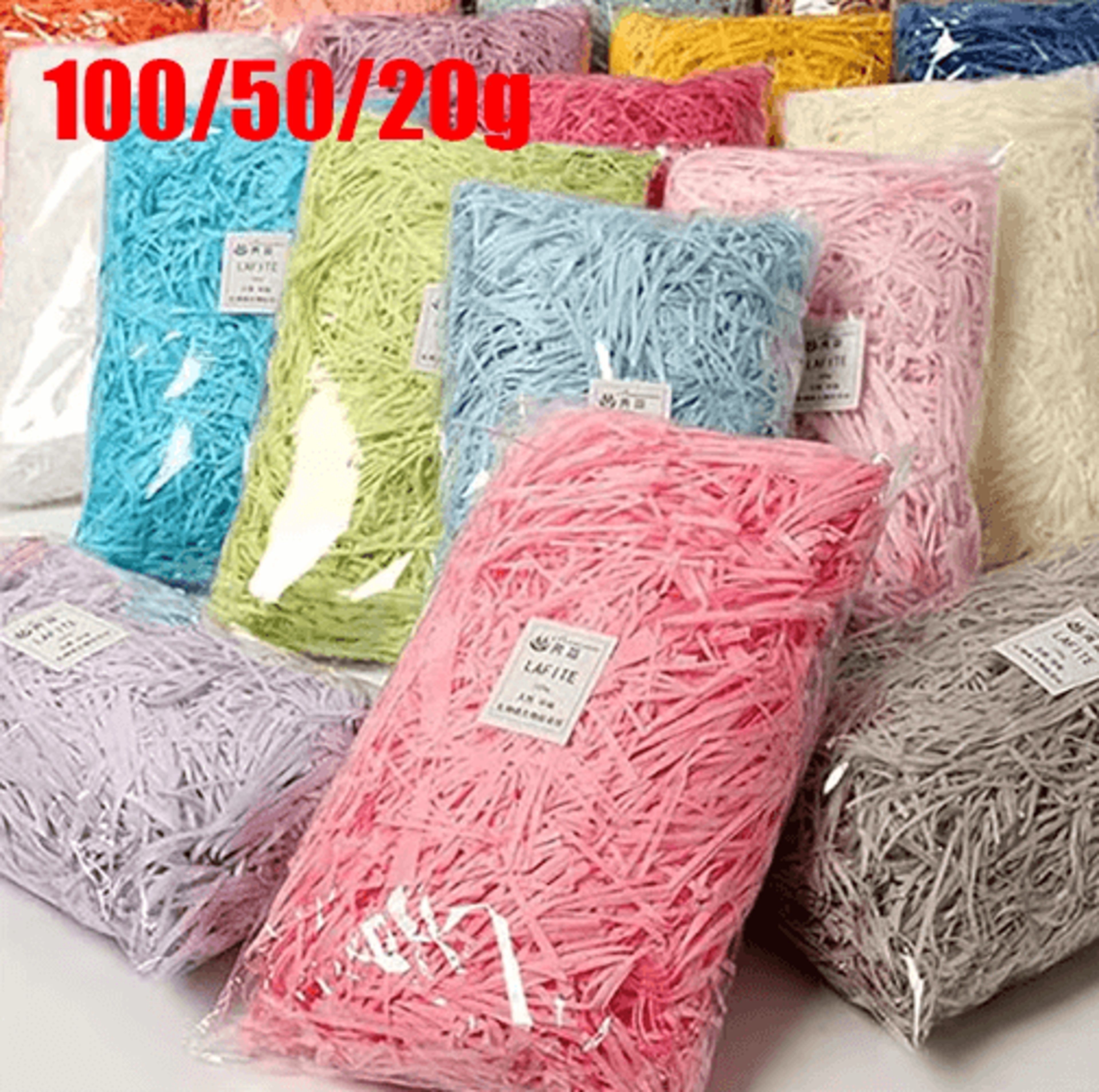 multicolored raffia paper shreds – crinkle cut gift box & basket filler for diy packaging and decorations