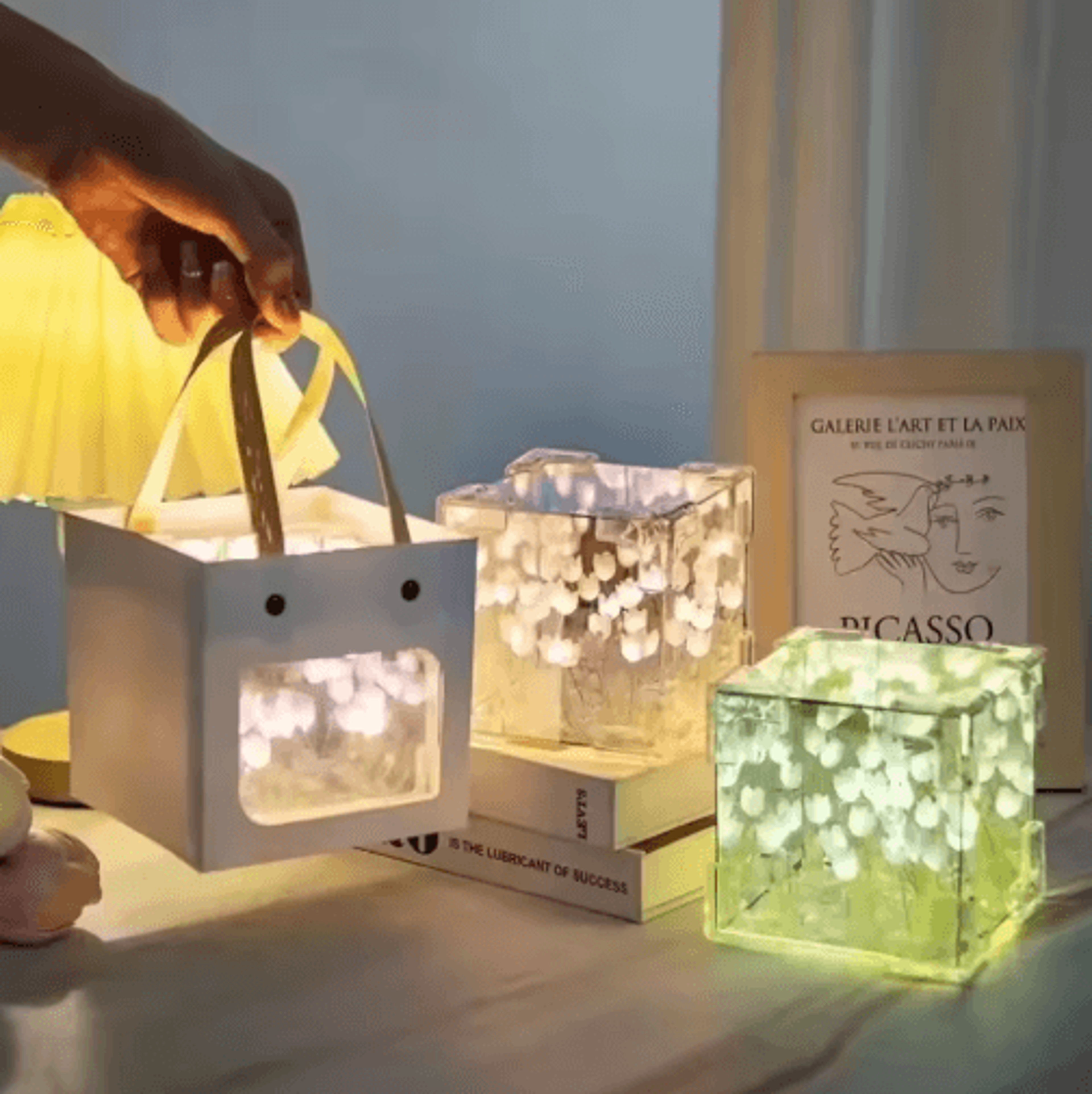 diy tulip flower sea cube night light kit – 3d romantic decorative lamp & handmade gift