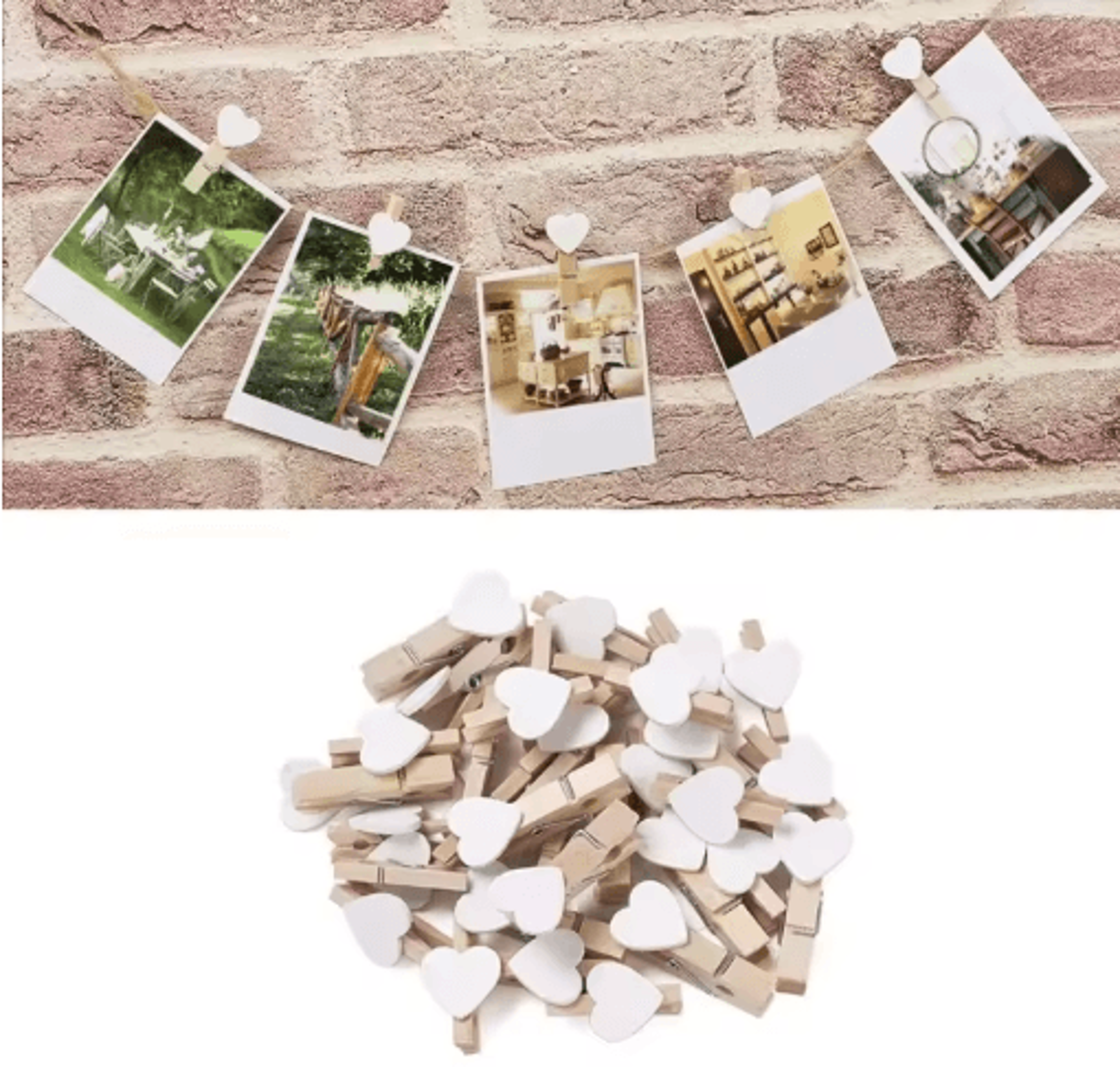 50-piece heart wooden clothespins – mini photo & paper craft clips for wedding, party & home decor