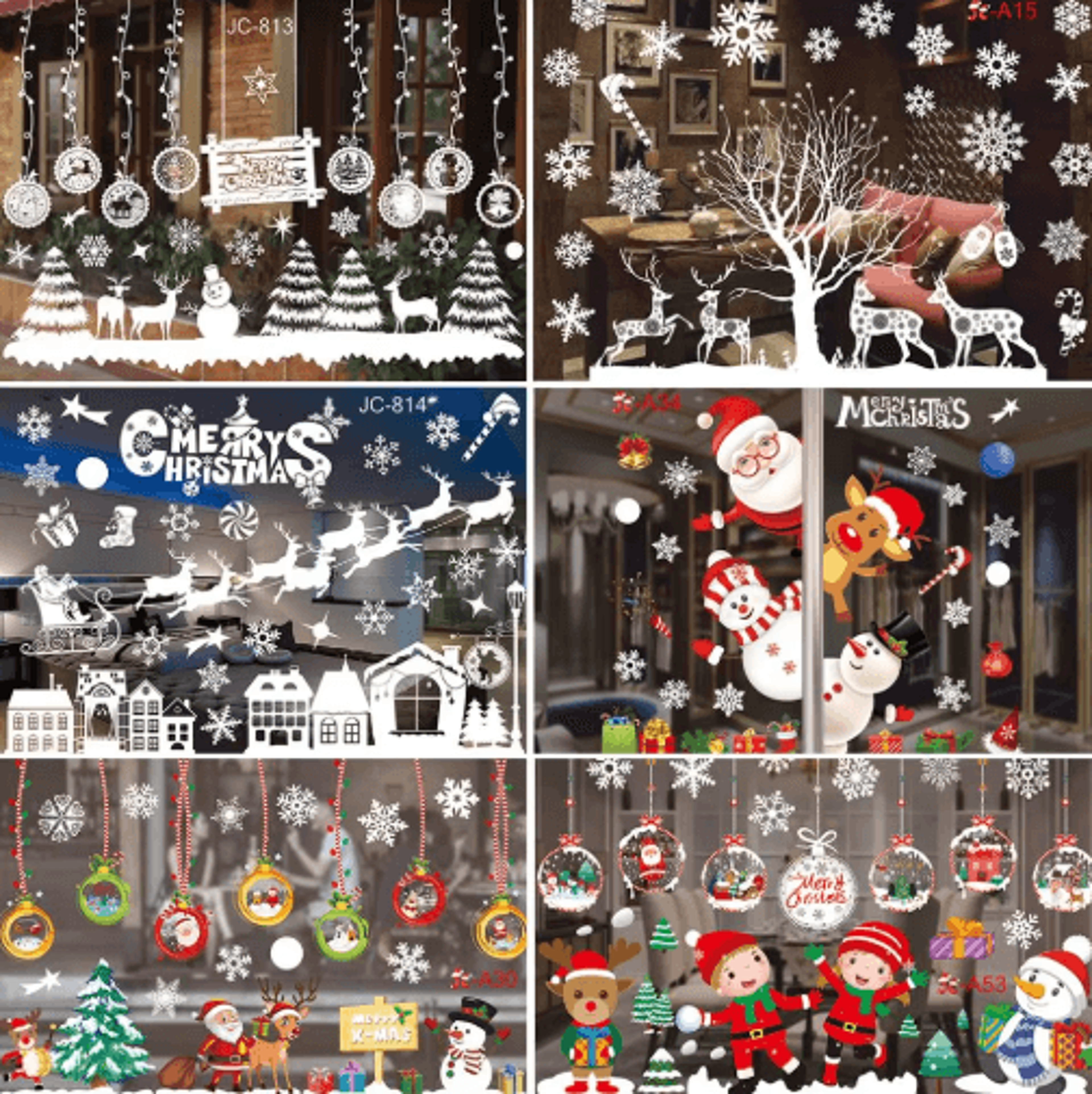 christmas window & wall stickers – merry christmas holiday decals for kids rooms home & new year decor