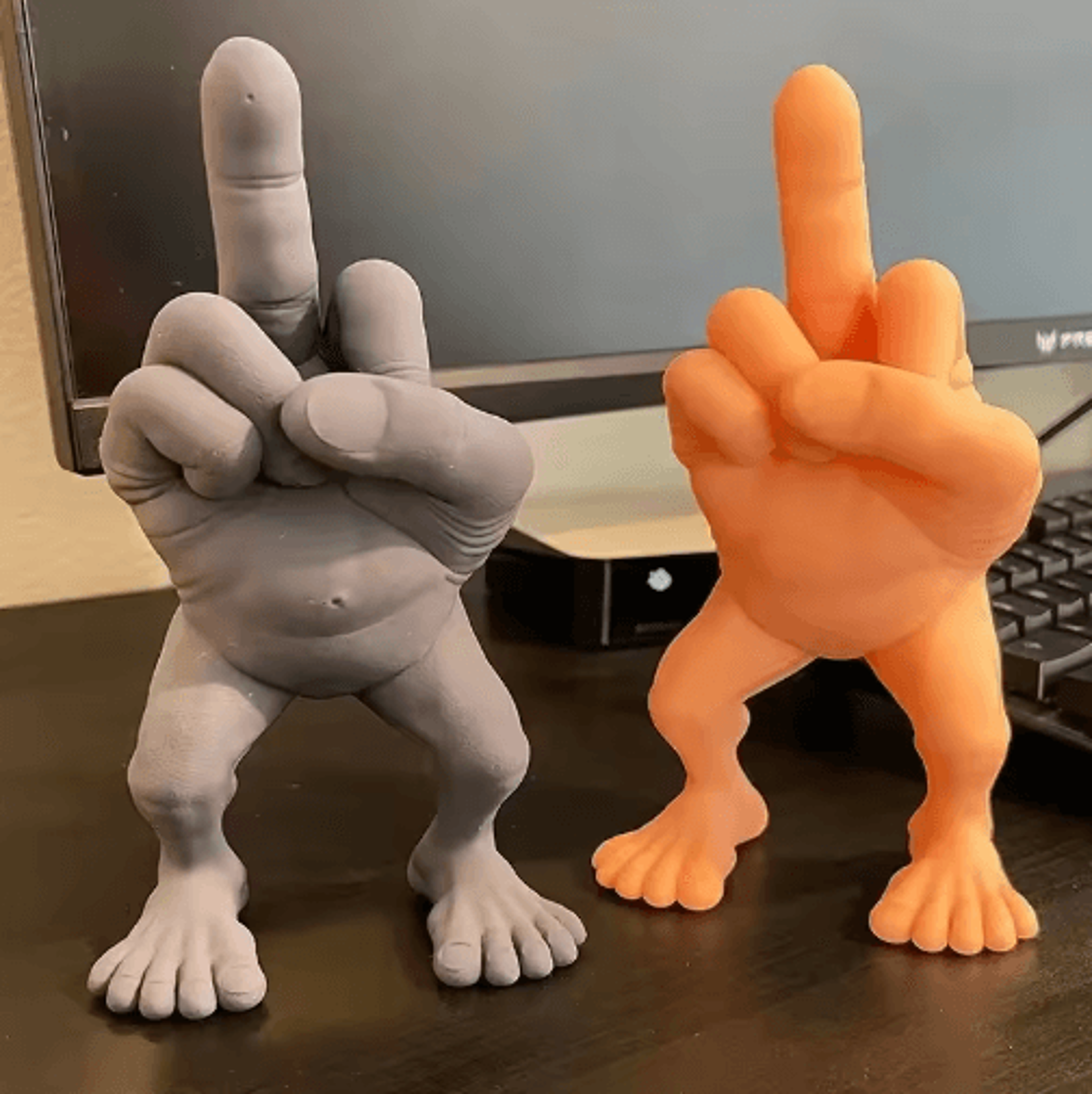 3d printed middle finger figure with legs – funny office desk ornament & novelty desktop toy