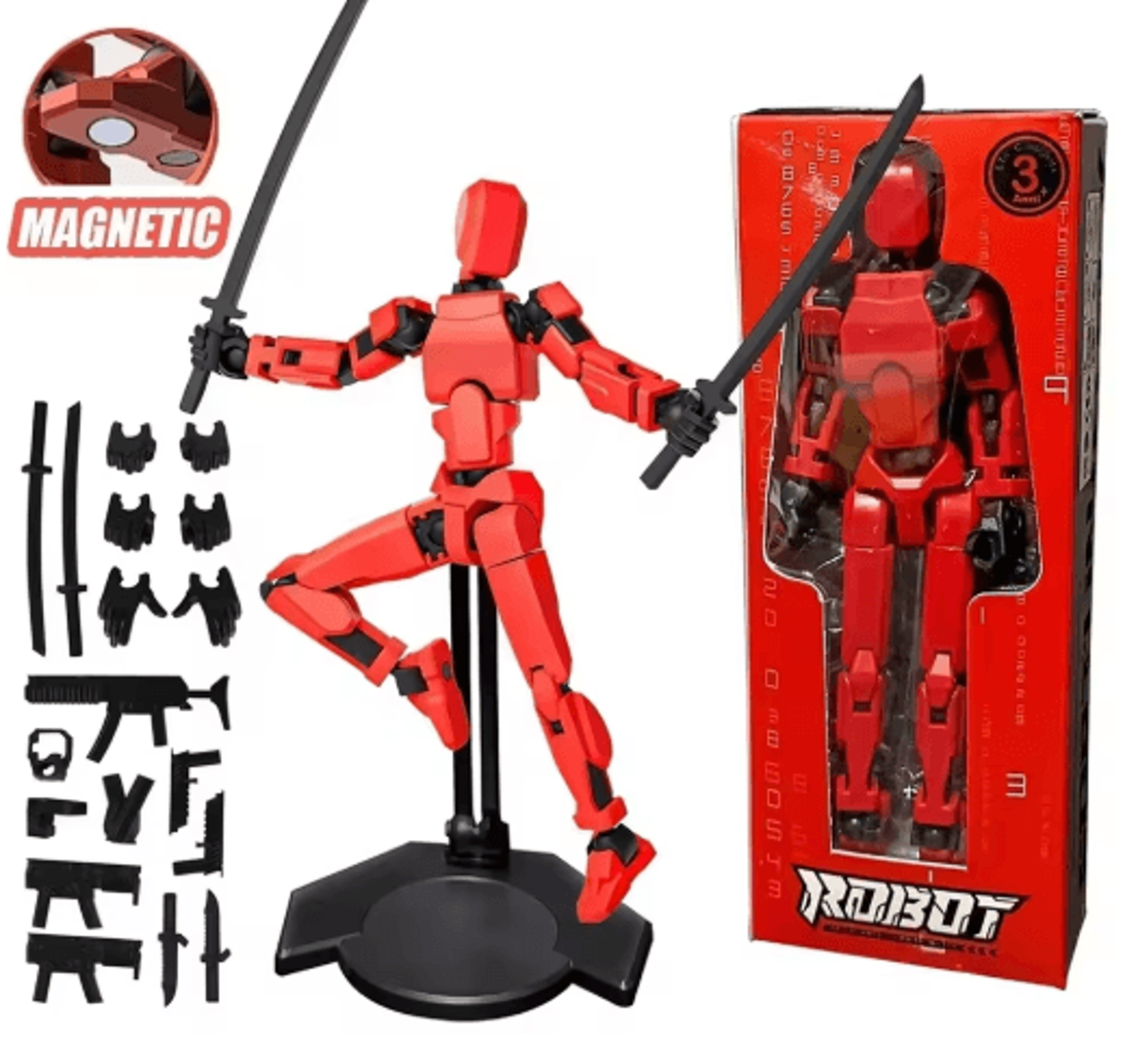 t13 articulated robot action figure – 13-joint movable dummy with display holder